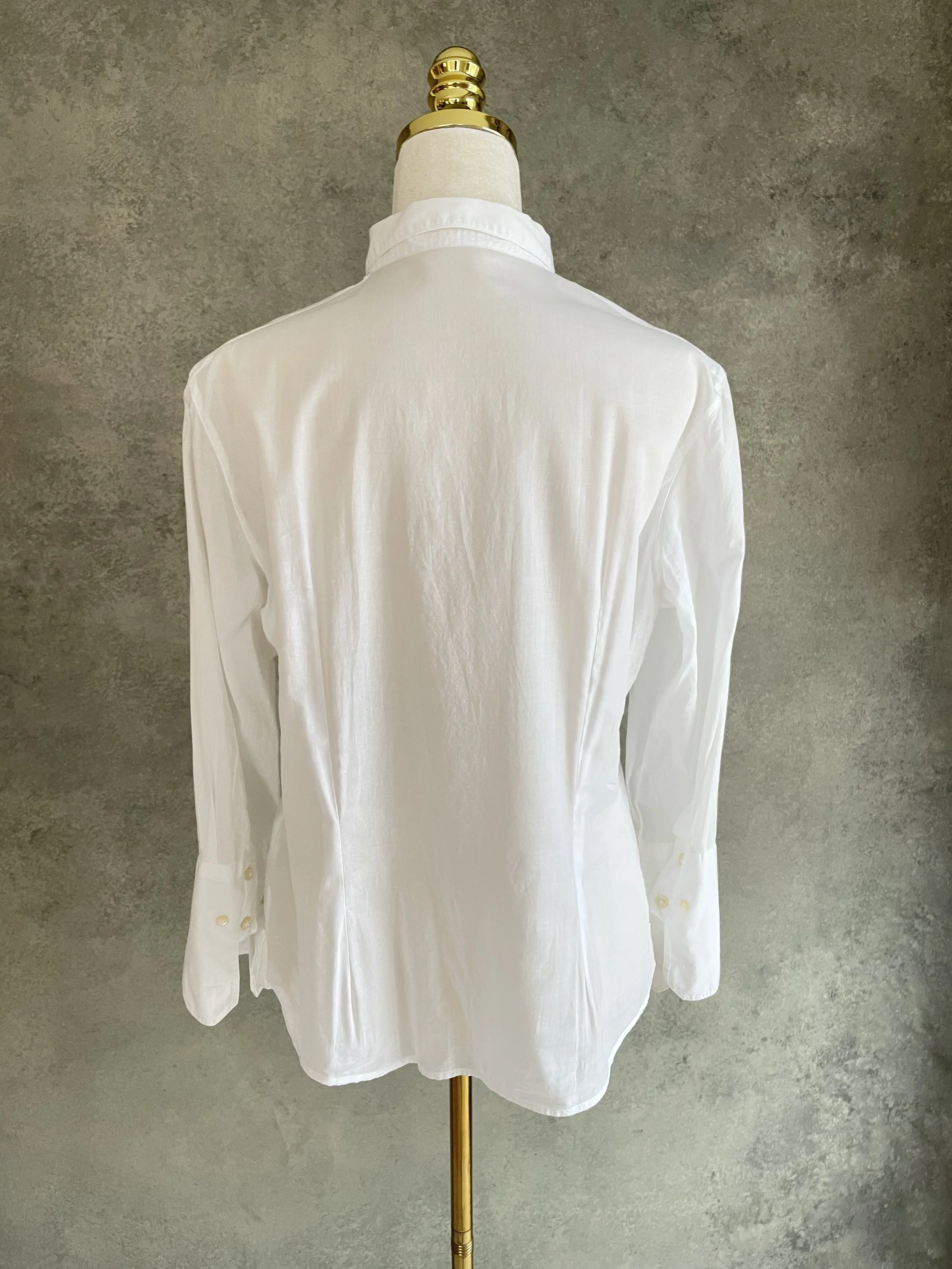 Back view of the white Robert Friedman shirt."