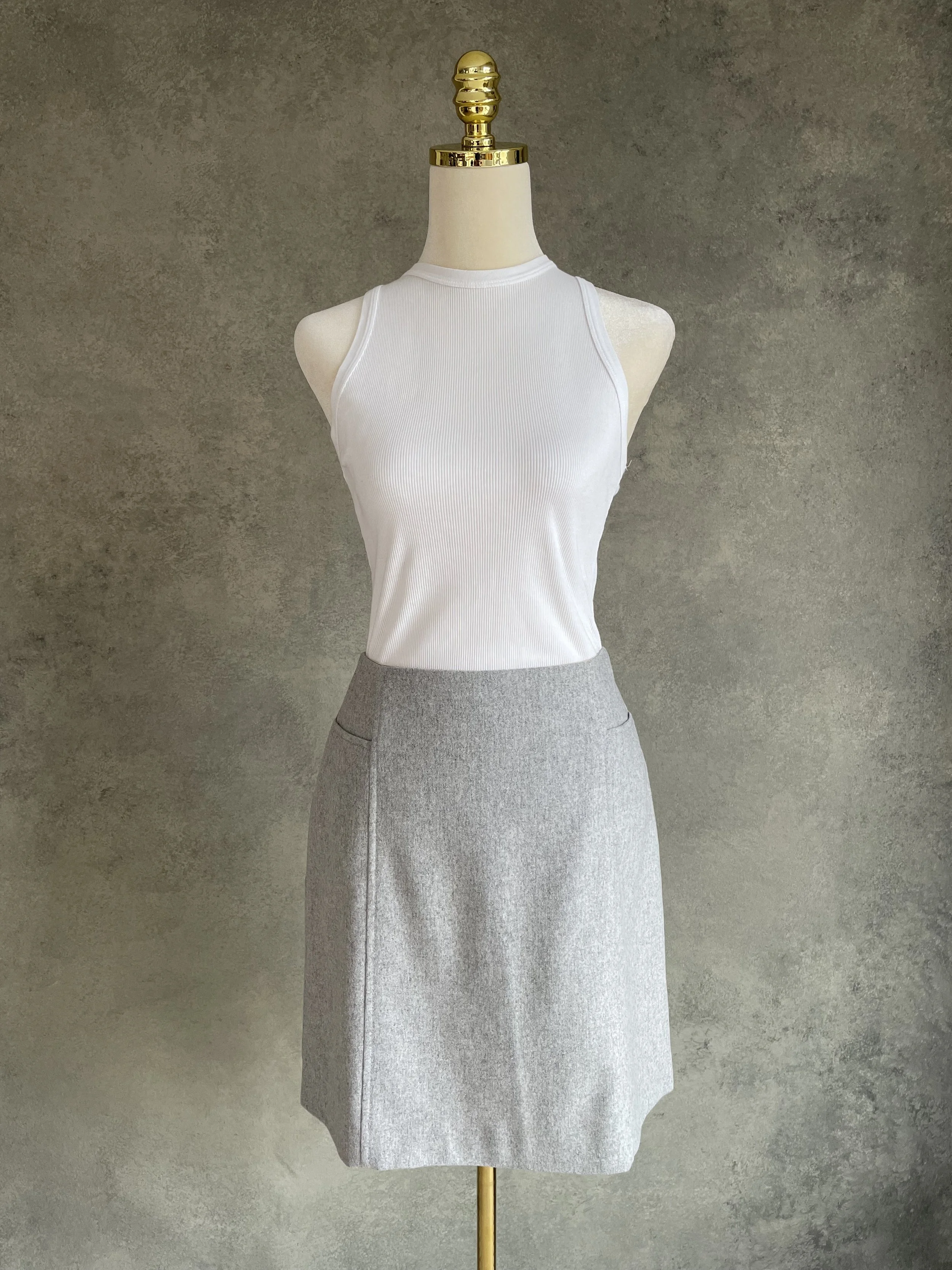 MARC O’POLO Grey Virgin Wool Blend A-Line Skirt