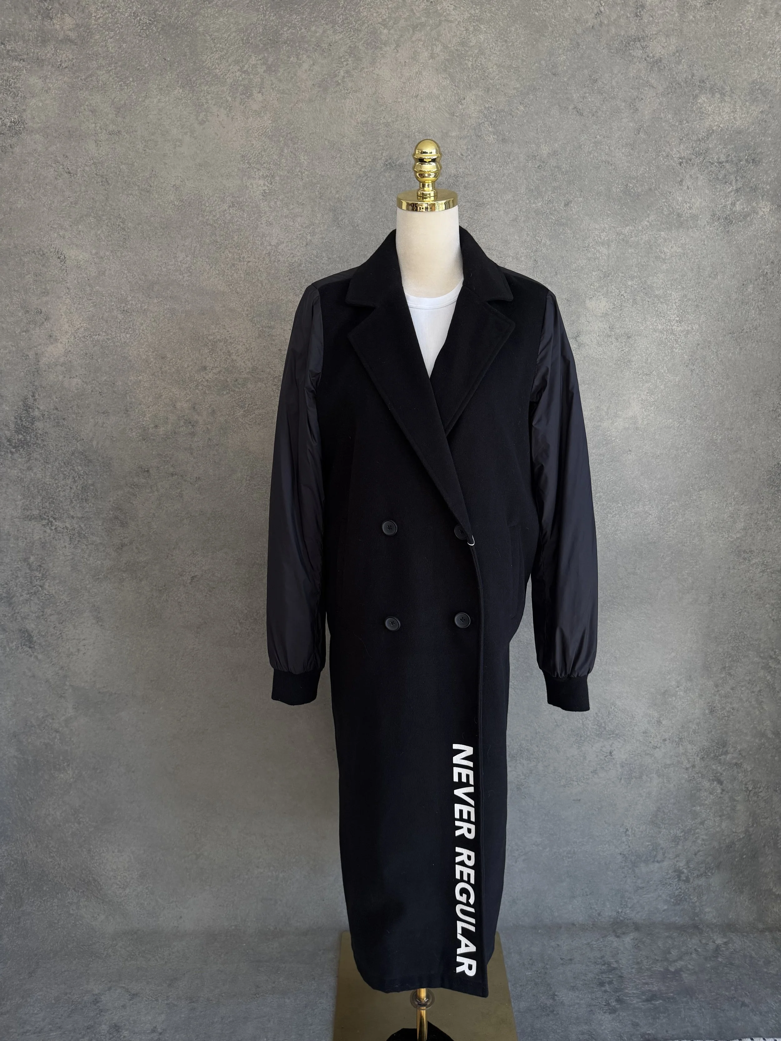 10DAYS AMSTERDAM Black Anorak Coat with Nylon Sleeves "Never Regular"