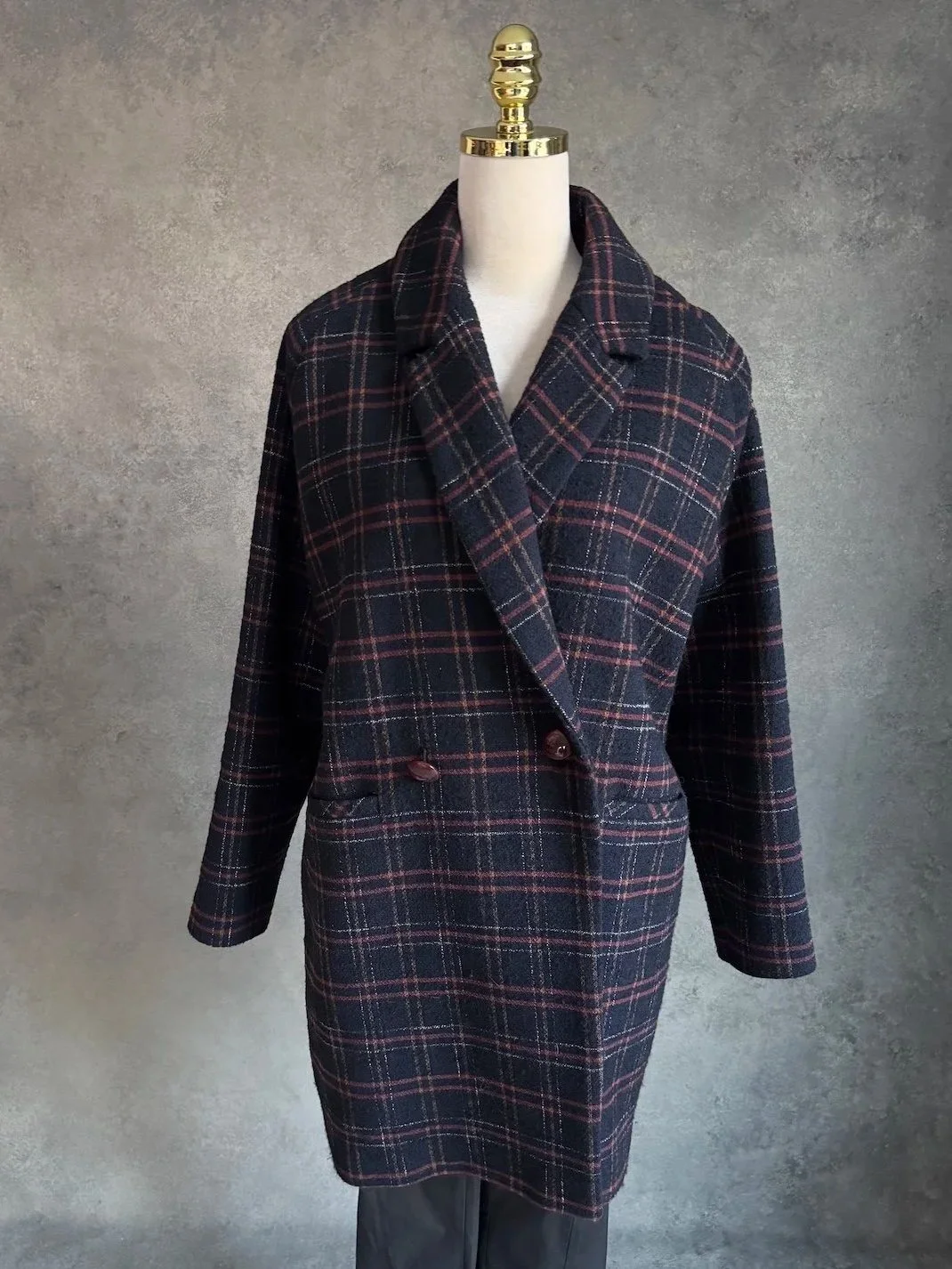 DES PETITS HAUTS Oversized Plaid Coat
