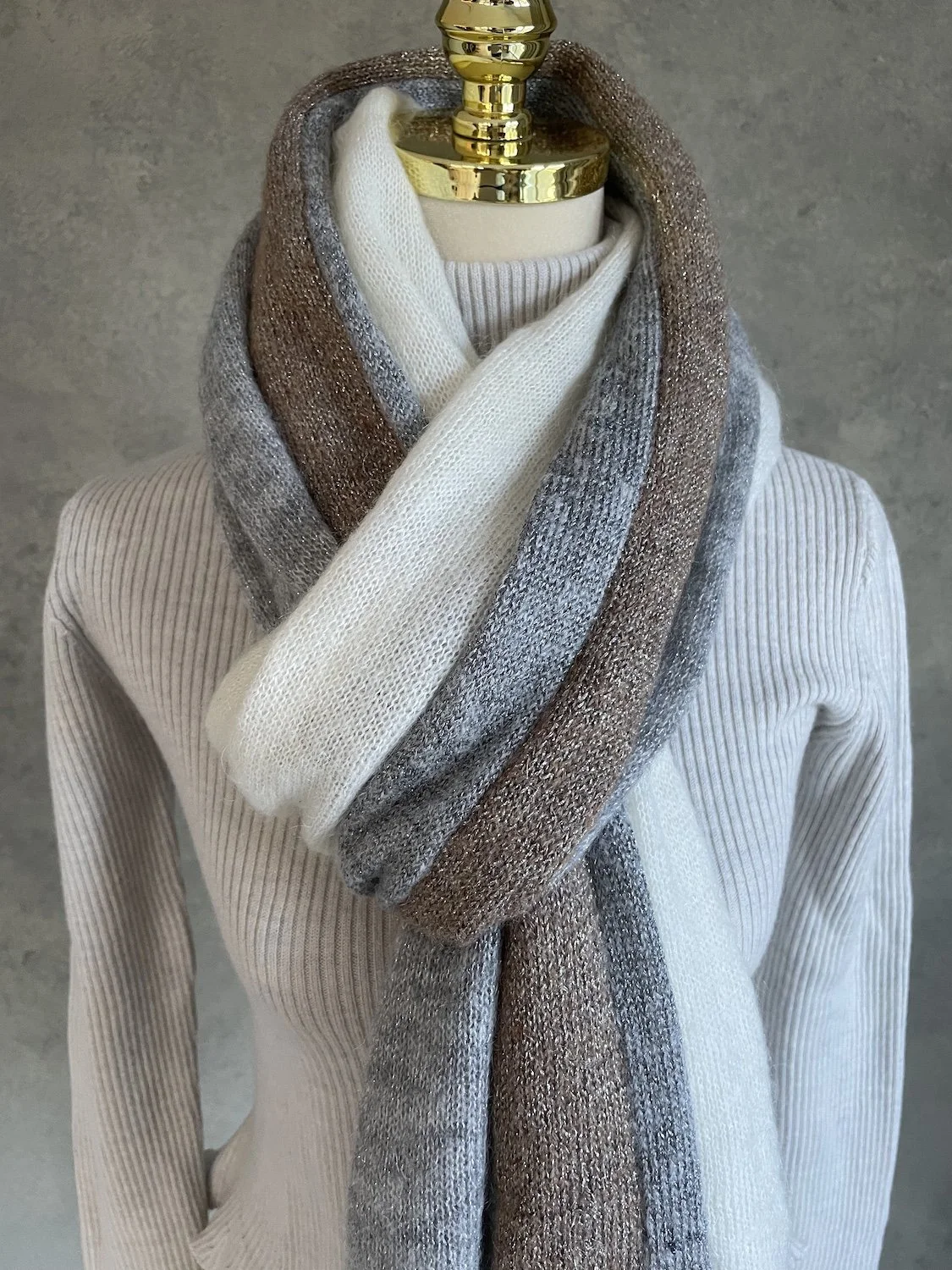 Close-up of the layered styling showing the gradient effect of the three tones.
