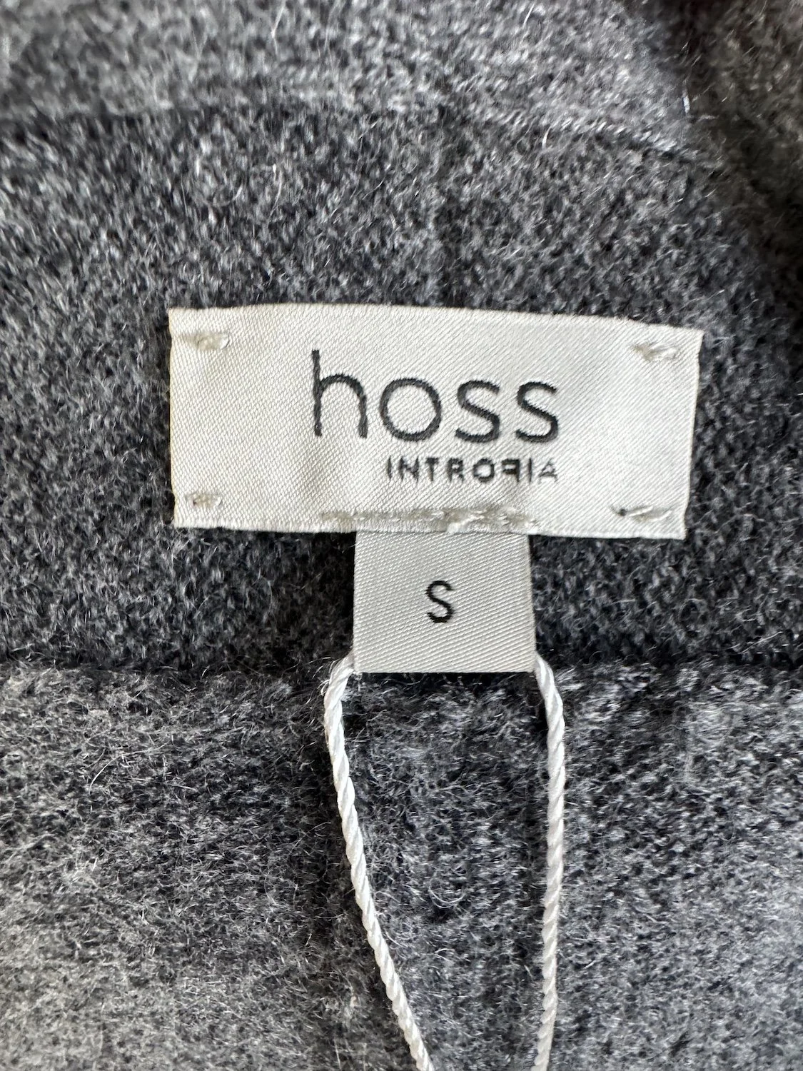 Hoss Intropia brand label and size S tag close-up