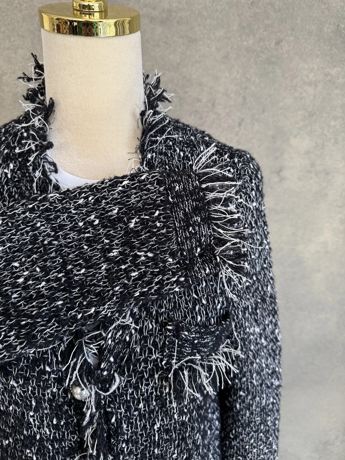 Hearts shaggy black wite speckled cardigan pearl buttons_1325.jpg