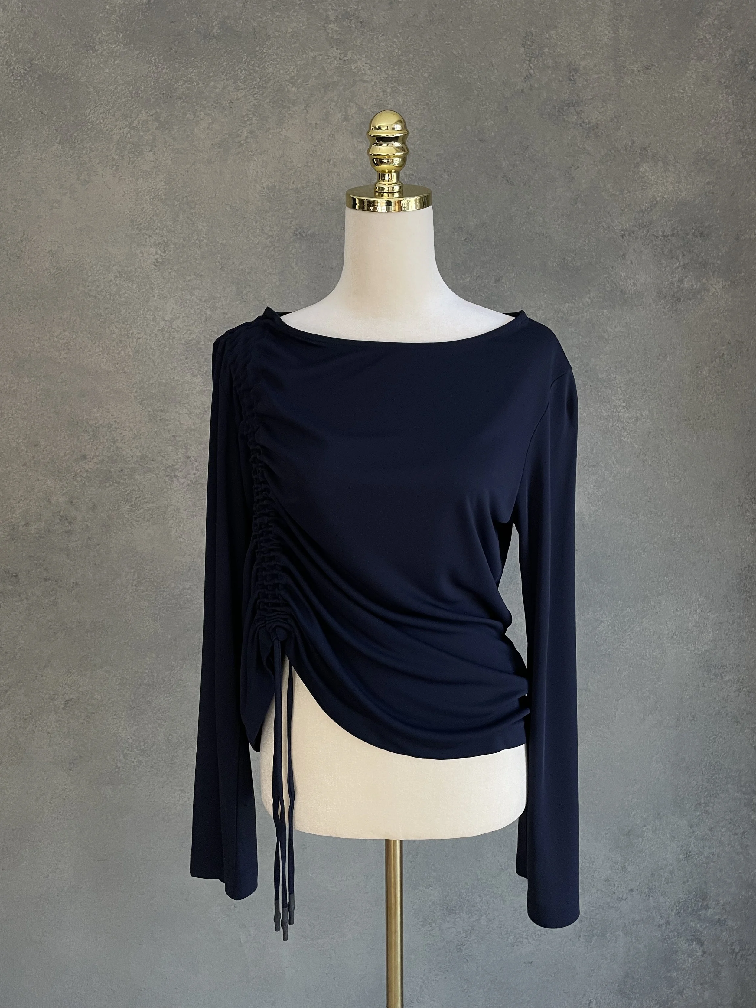 BLANCHE Navy Blue Side-Tie Top
