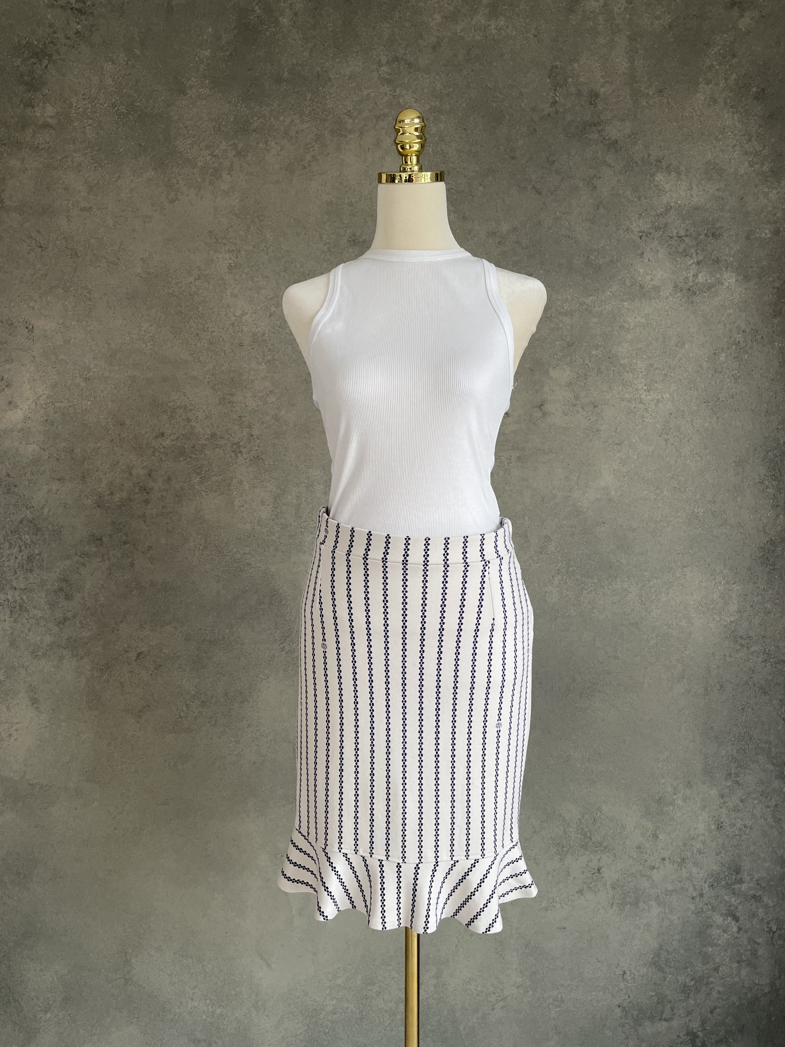 BAUM UND PFERDGARTEN "Emer" Geometric Striped Flounce Skirt