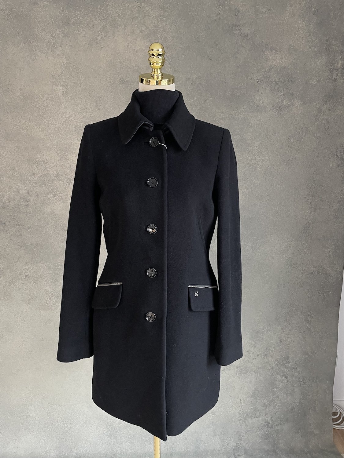 SCAPA SPORTS Black Wool-Blend Coat with Zip Pockets