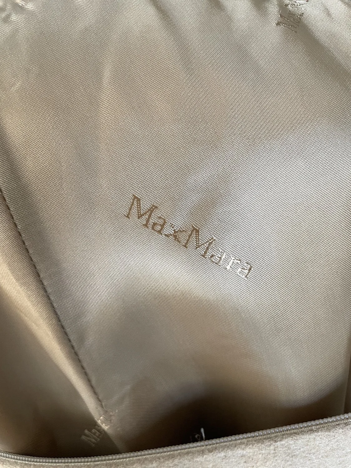 Max Mara logo-jacquard cupro lining interior detail