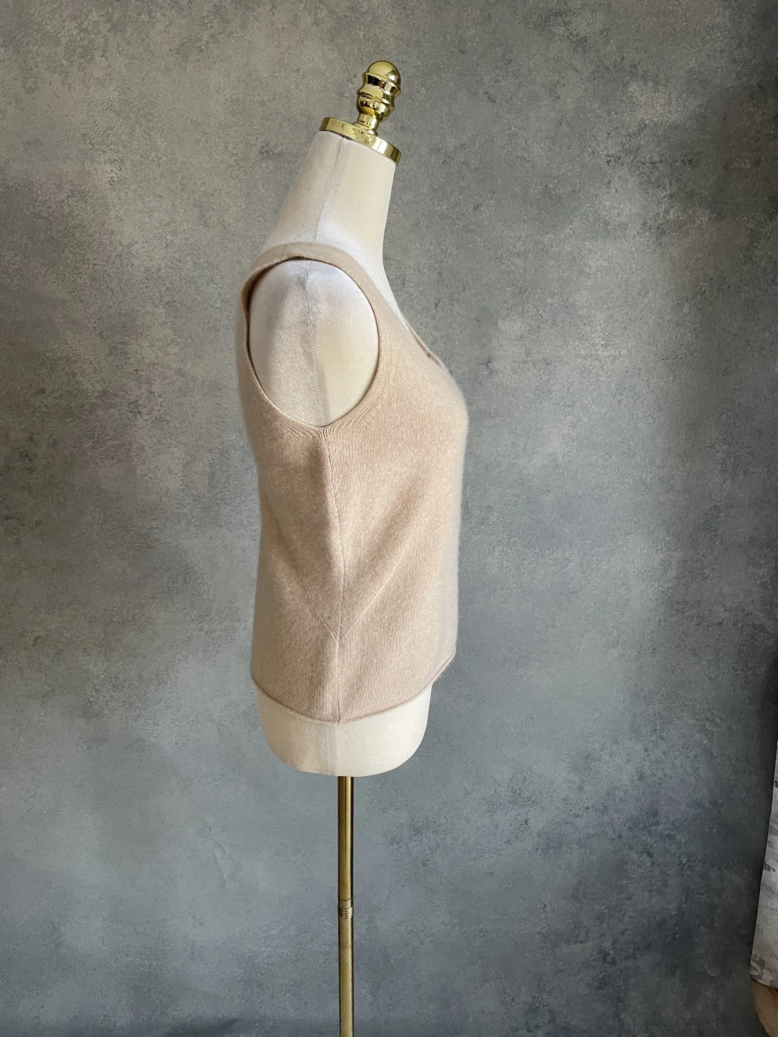Side profile view of the Iris von Arnim tank top on a mannequin, showing the fit and silhouette