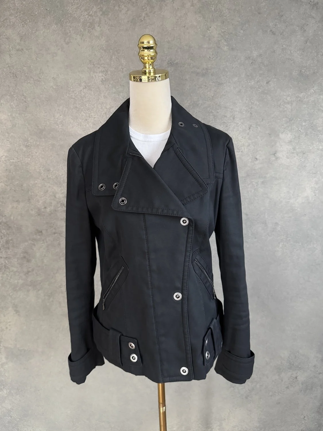 LAURÈL Structured Canvas Biker Jacket