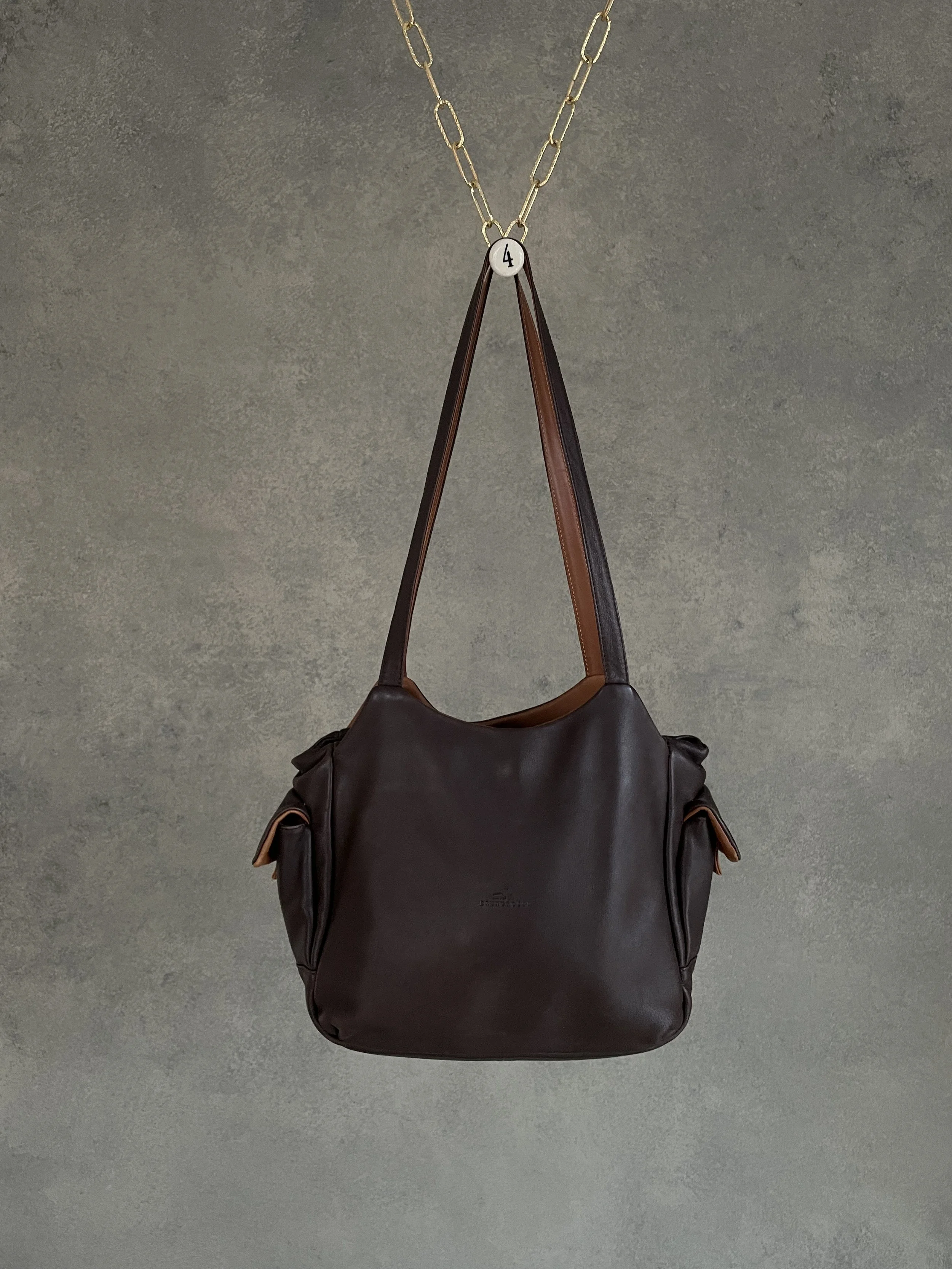 Bruno Rossi  Espresso Brown Two-Tone Leather Shoulder Bag