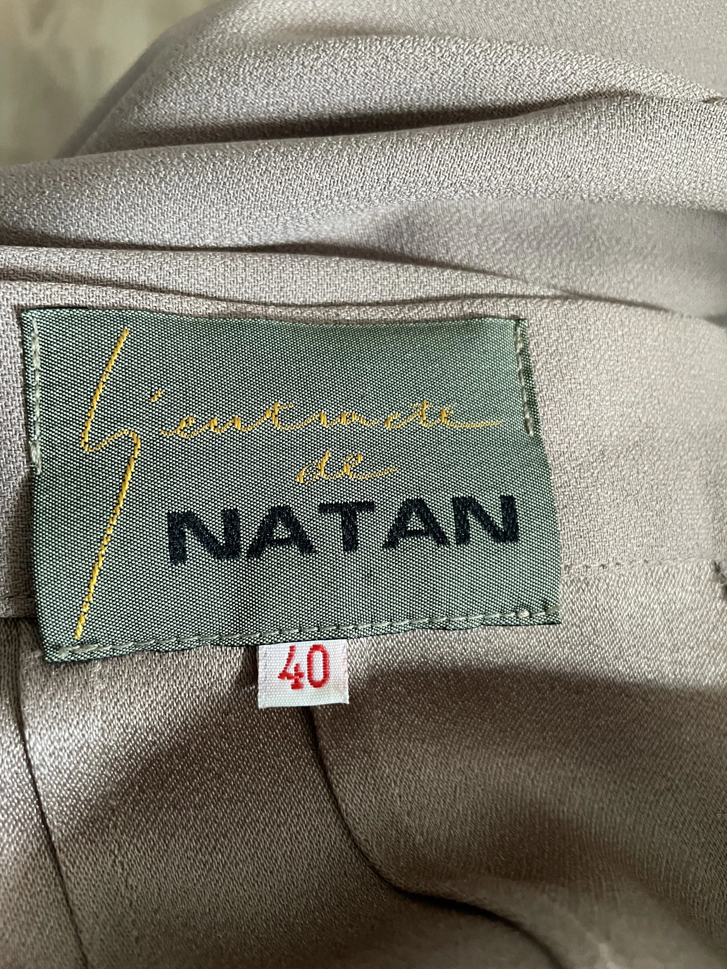 Close-up shot of the Natan brand label and garment care tag.
