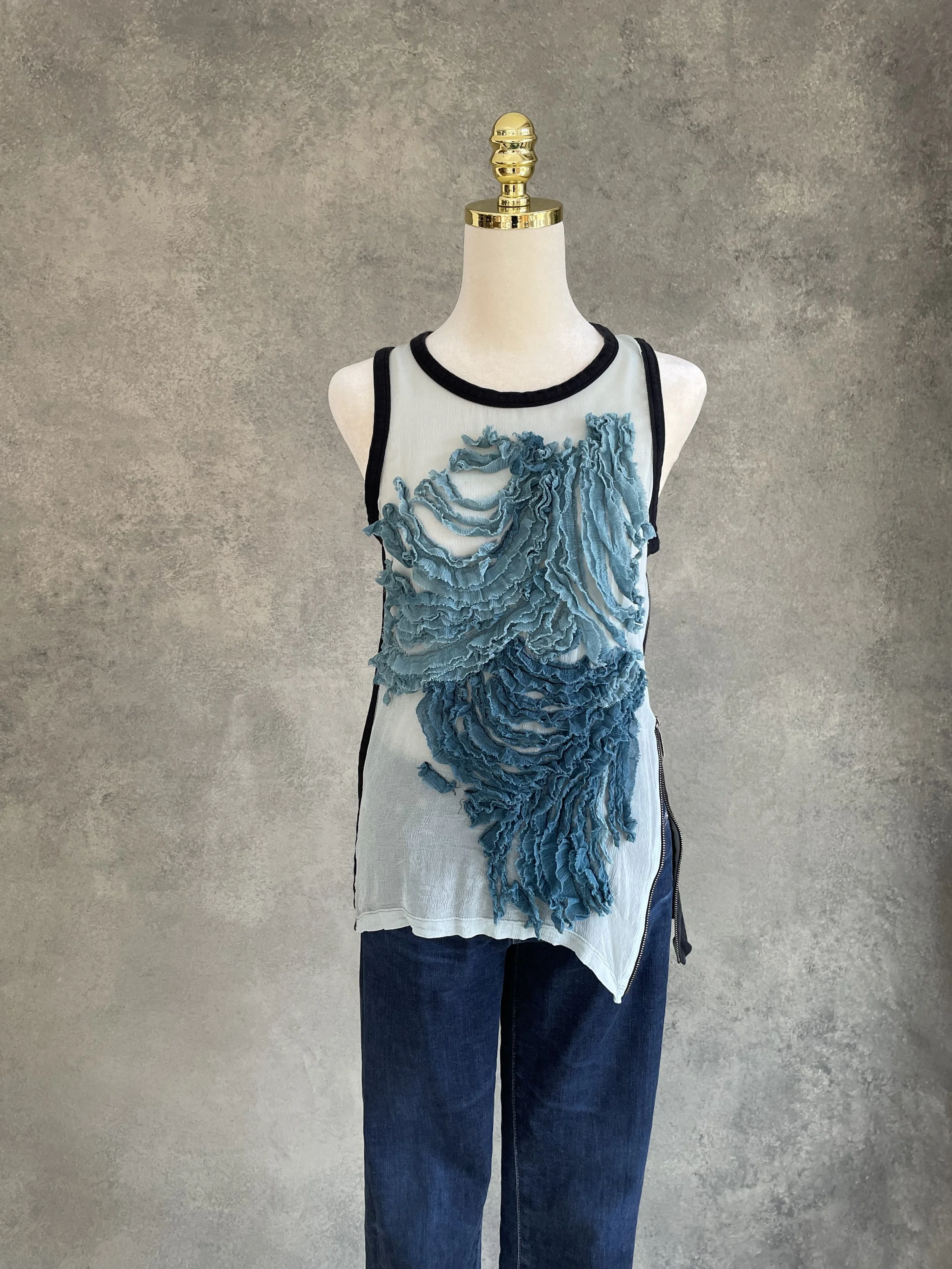 BARBARA BUI Tank Top with Ruffled Appliqué