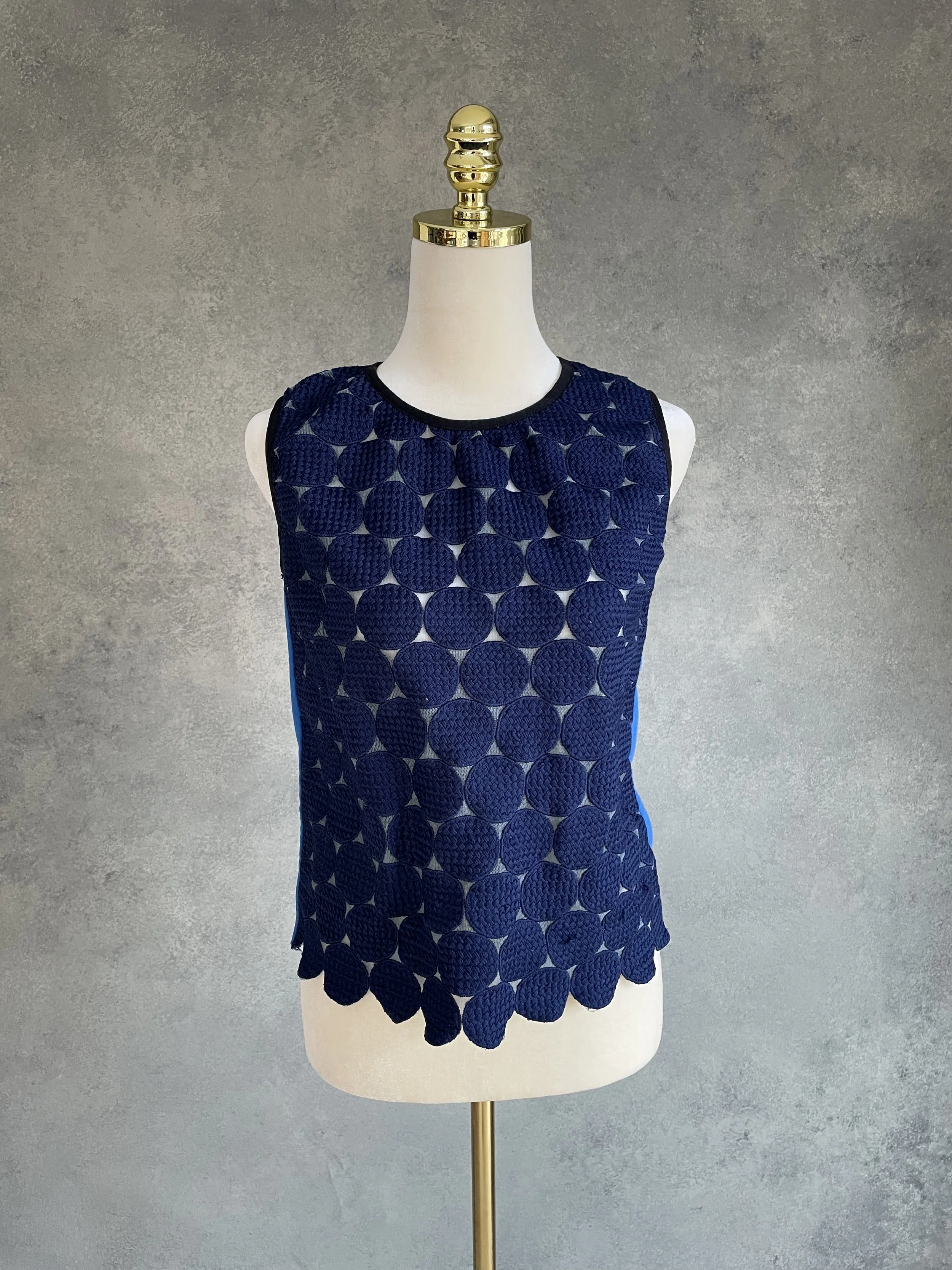 VLADIMIR KARALEEV Blue Circle Knit Top