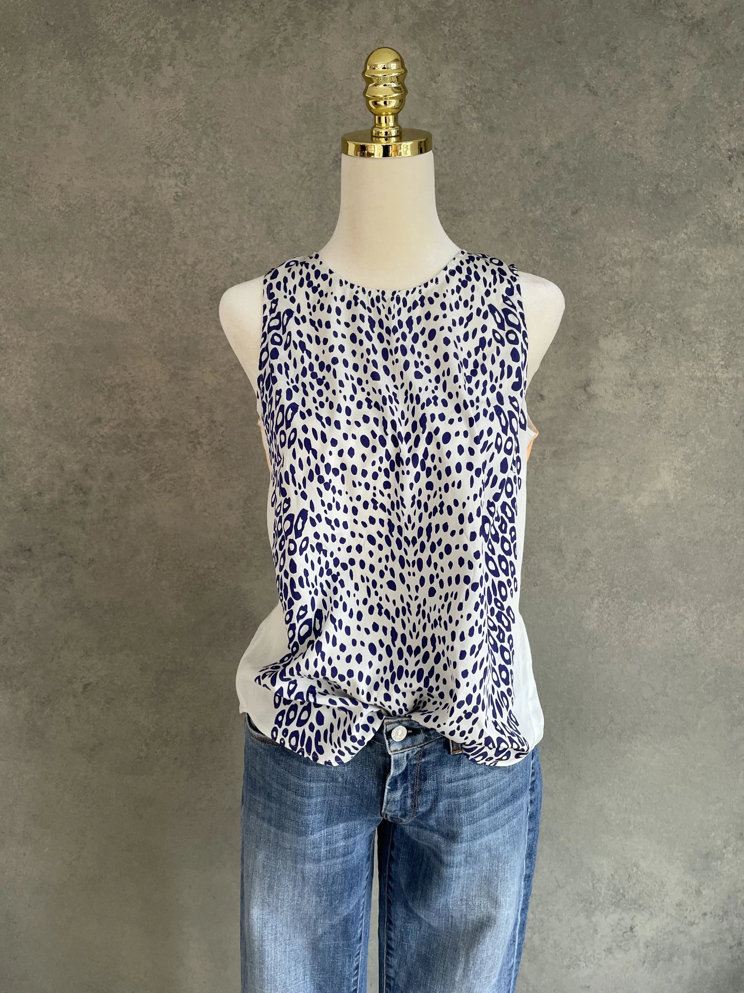CUSTOMMADE  Abstract Polka Dot Pure Silk Top
