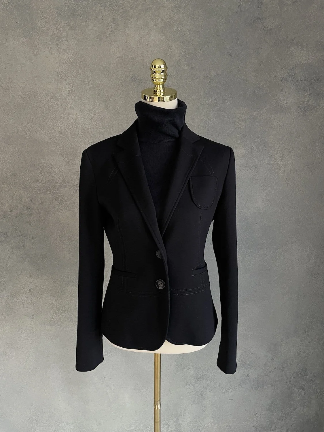 XANDRES Tailored Black Blazer with Contrast Stitching