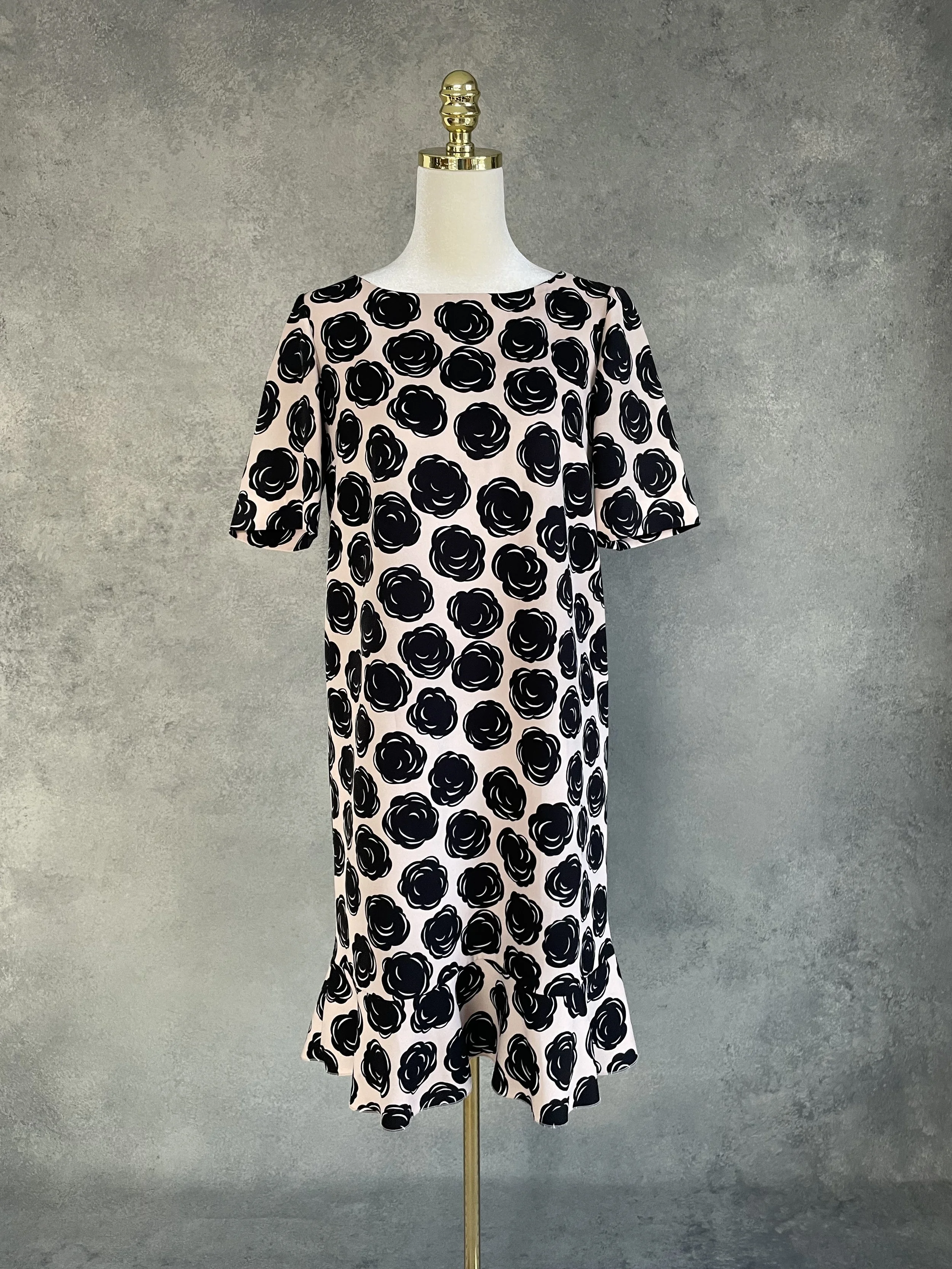GIGUE Black & Nude Graphic Floral Dress