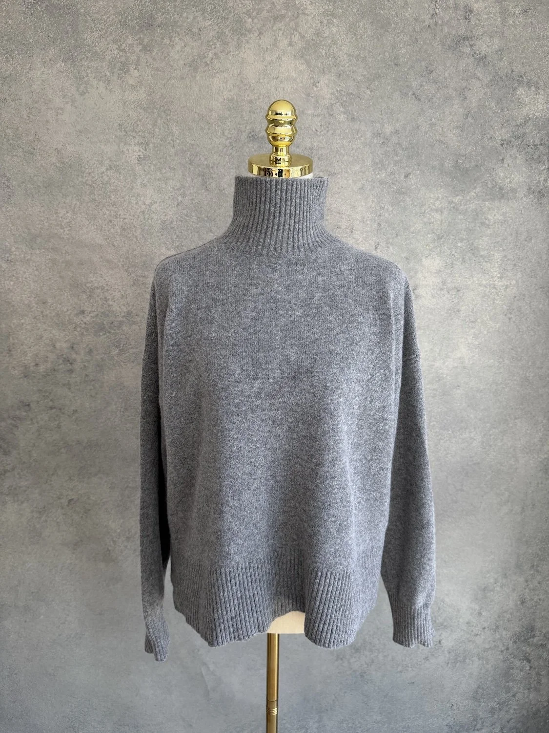OUR SISTER Grey Wool Sweater with Purple Line