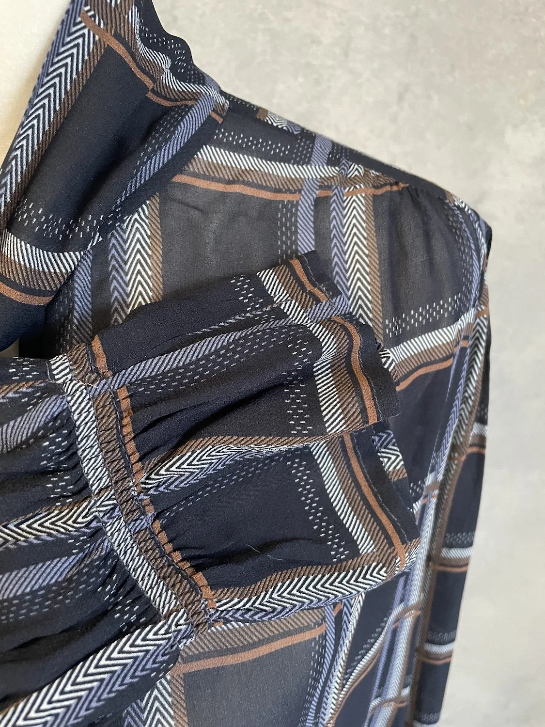 Close-up detail of the Caroline Biss blouse