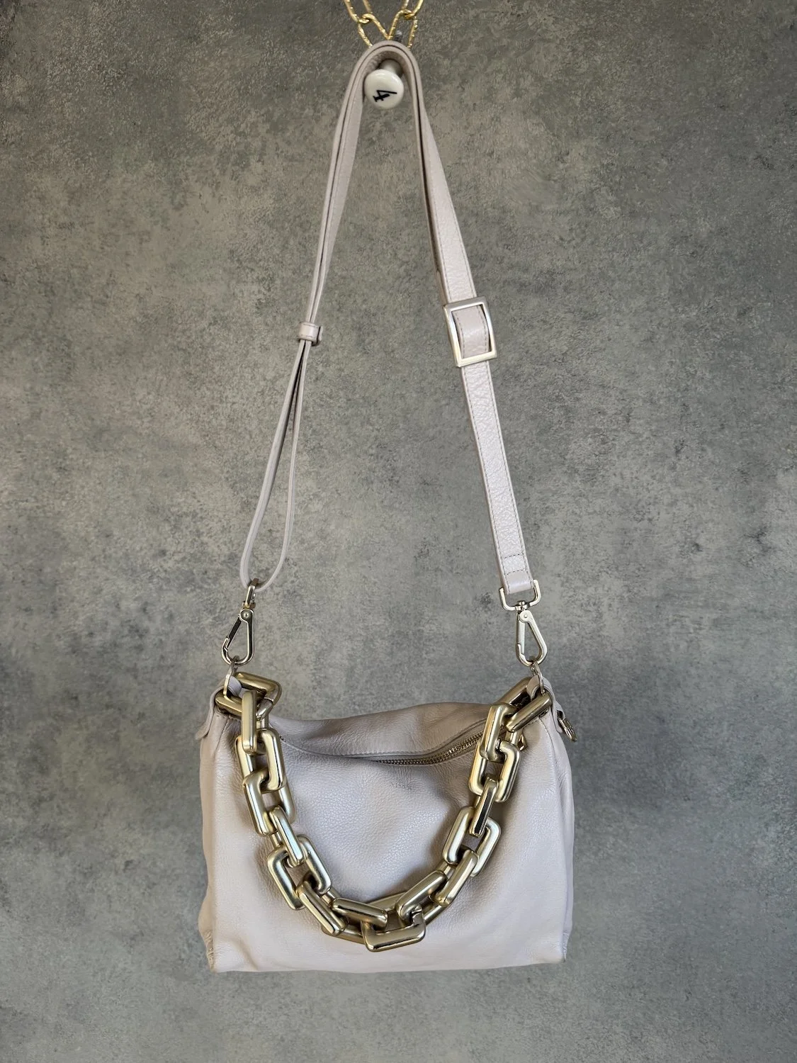 ADAX Shoulder Bag with Chunky Gold Chain