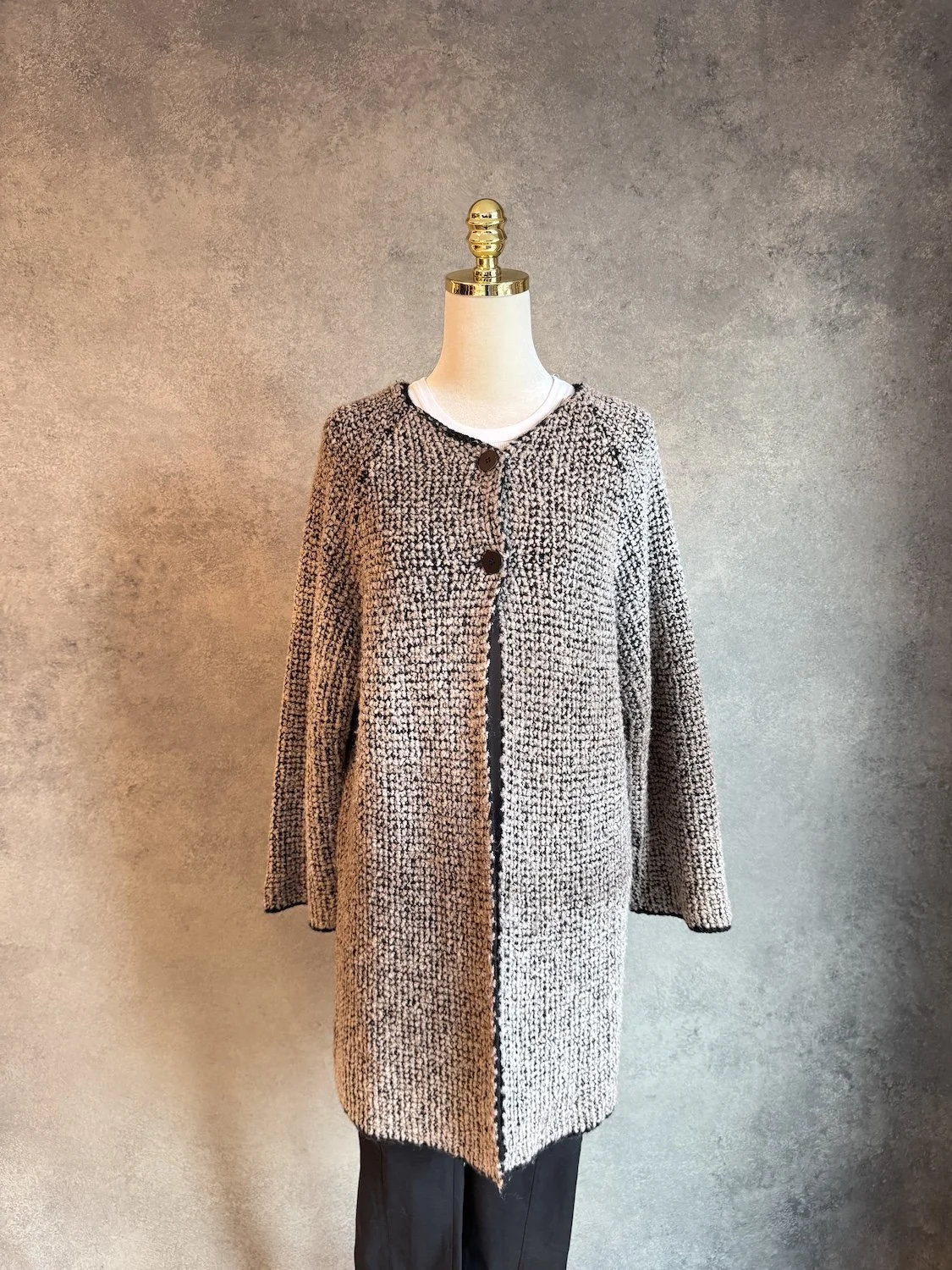La Fee Maraboutee two button long brown gradient cardigan_1196.jpg