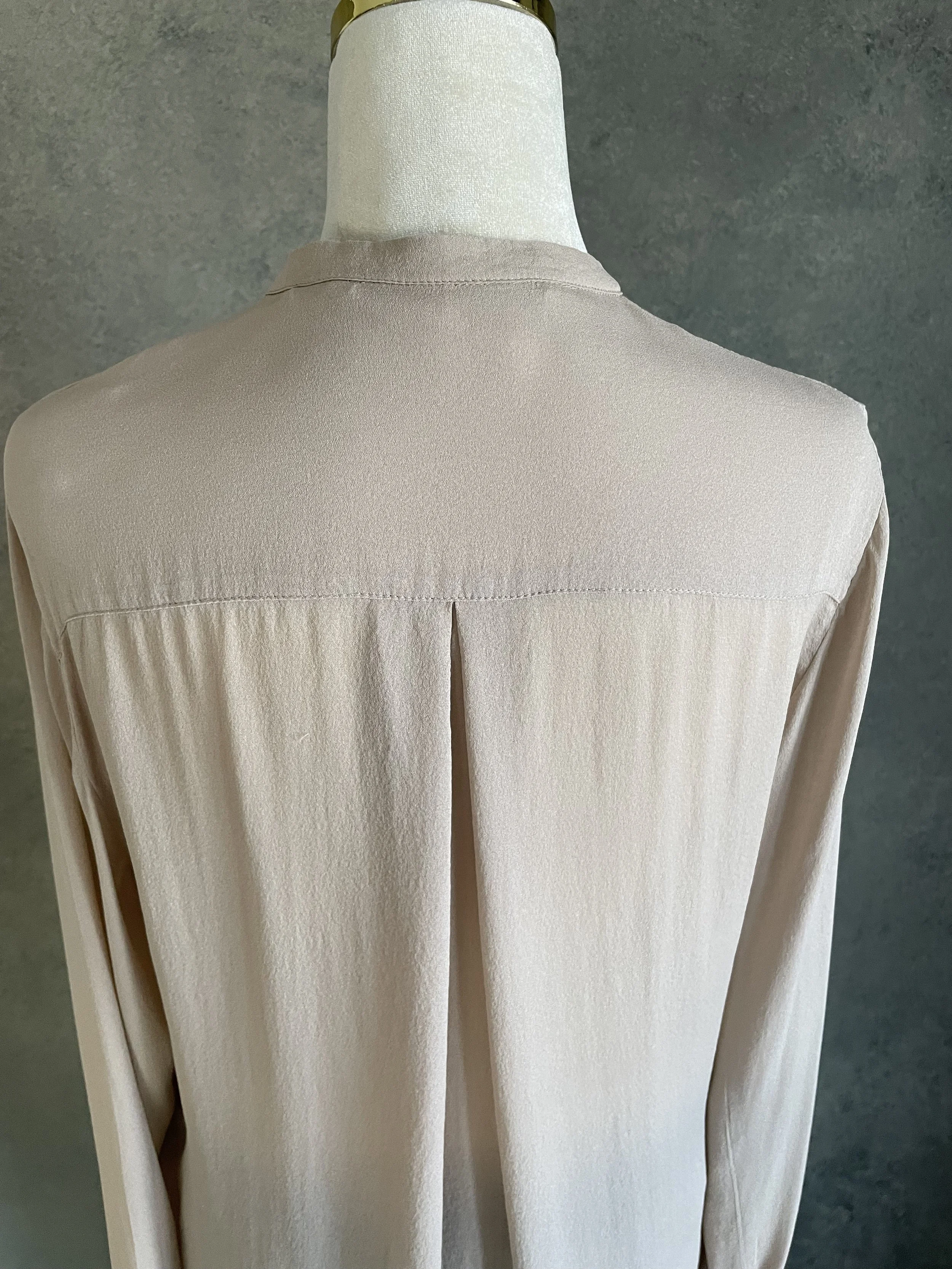 Custommade Silk Beige blouse ornage panelIMG_0208.jpg