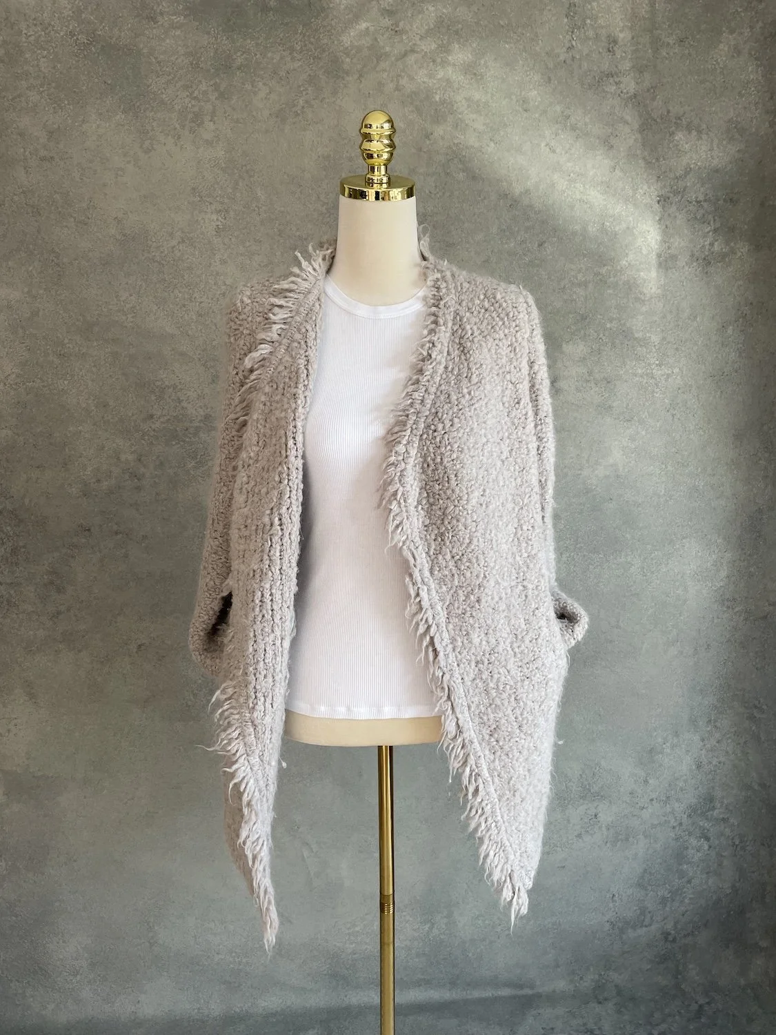 IRO "Campbell" Shaggy Textured Wool-Blend Crossover Cardigan Blazer