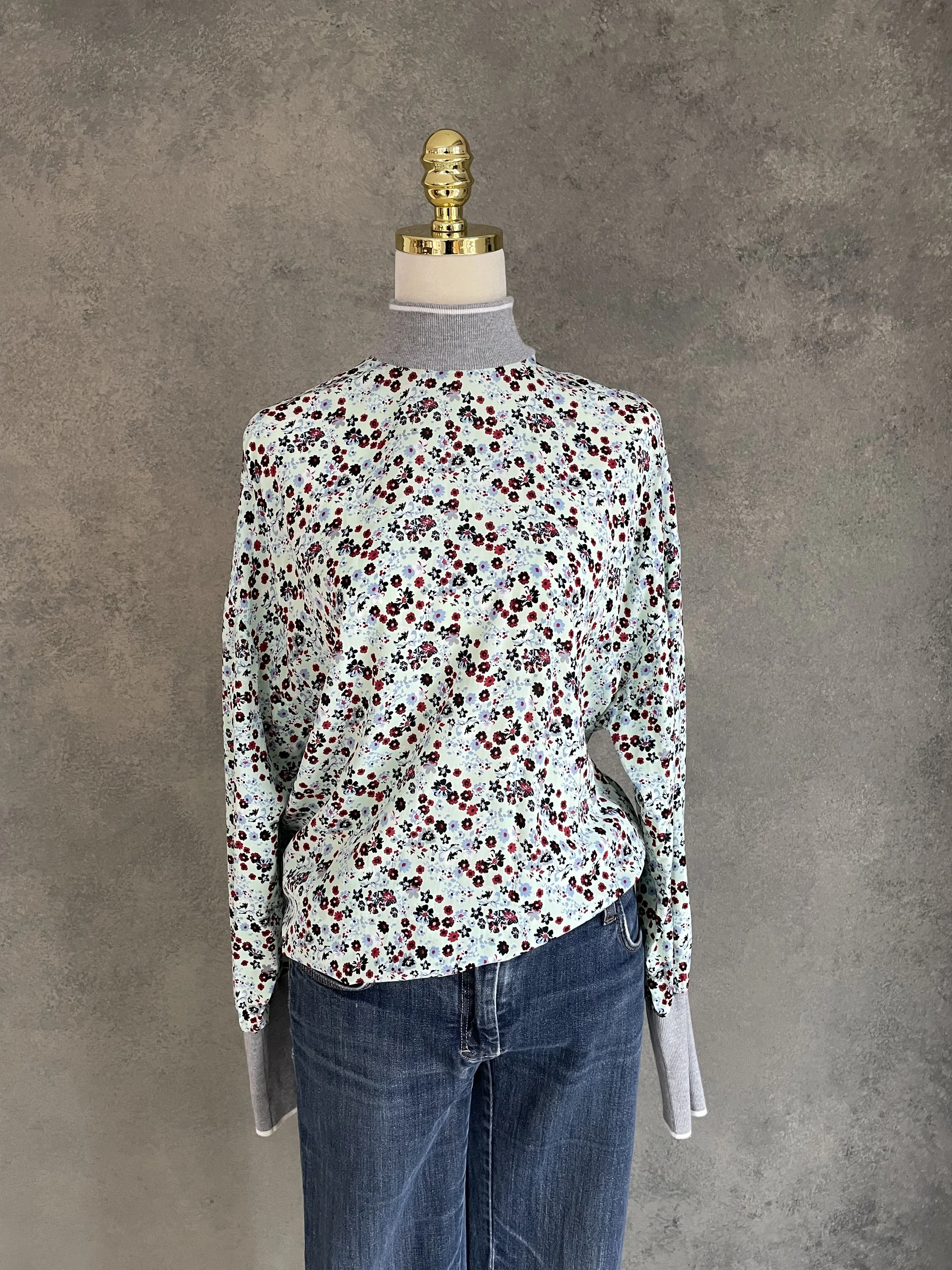 ESSENTIEL ANTWERP Floral Ribbed Blouse