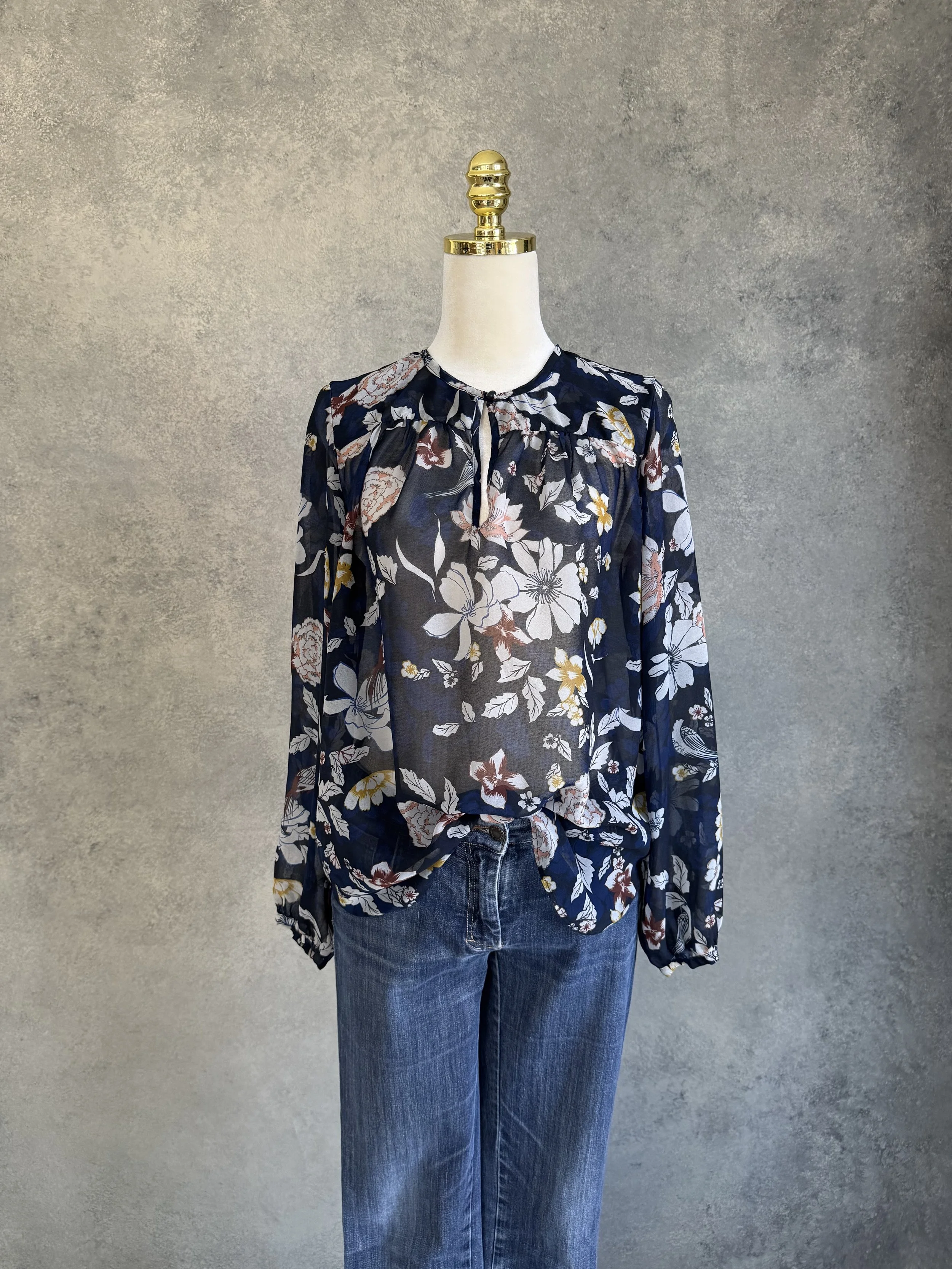 GIGUE Lightweigth Navy Floral Blouse