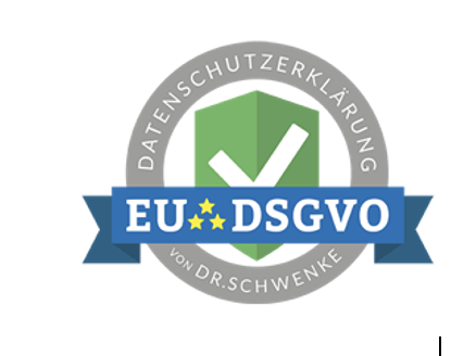 Logo indicating compliance with EU GDPR data protection regulations, featuring a shield with a checkmark and the text 'EU DSGVO'