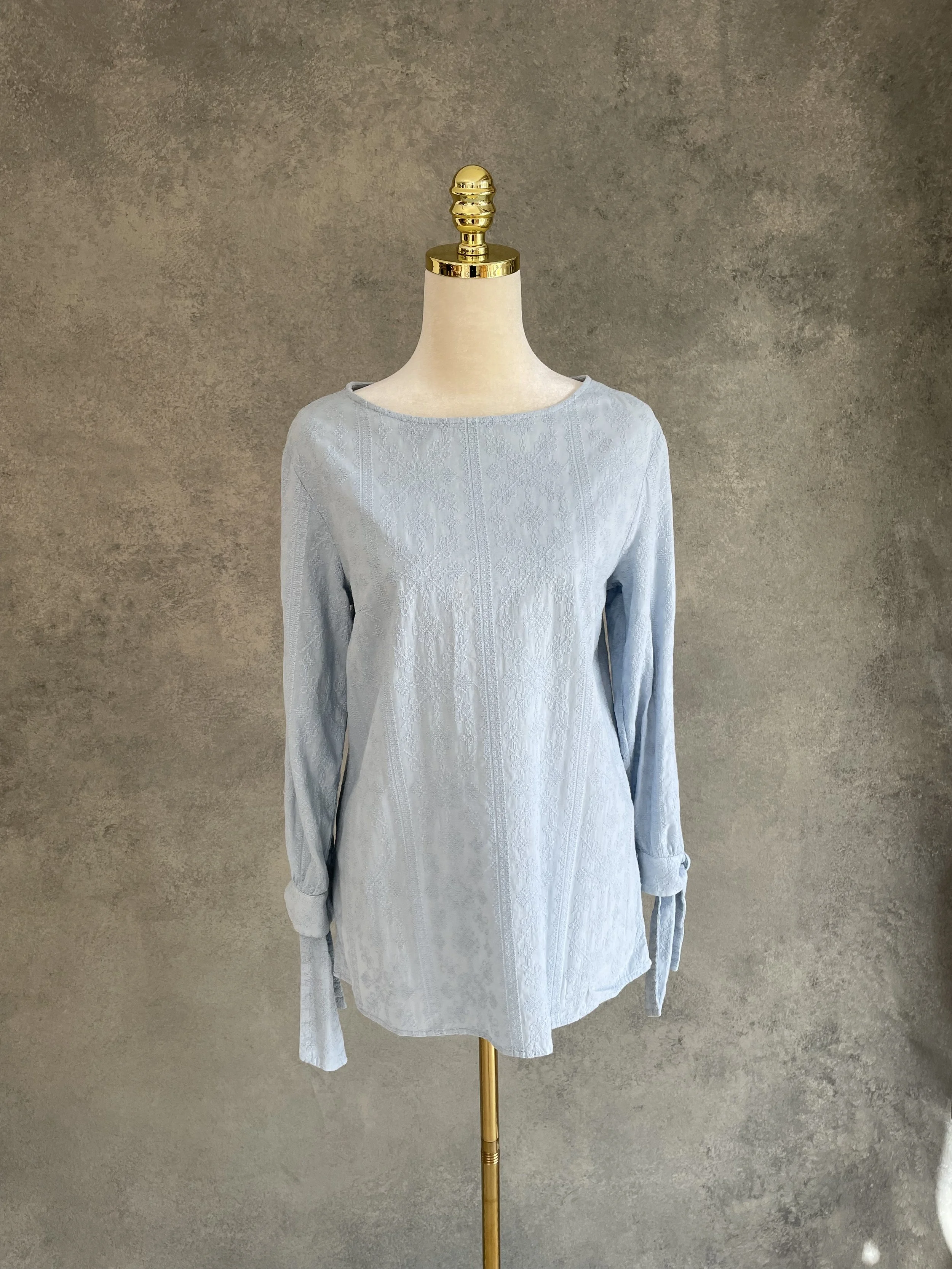 DONDUP Light Blue Blouse with Tie Detail