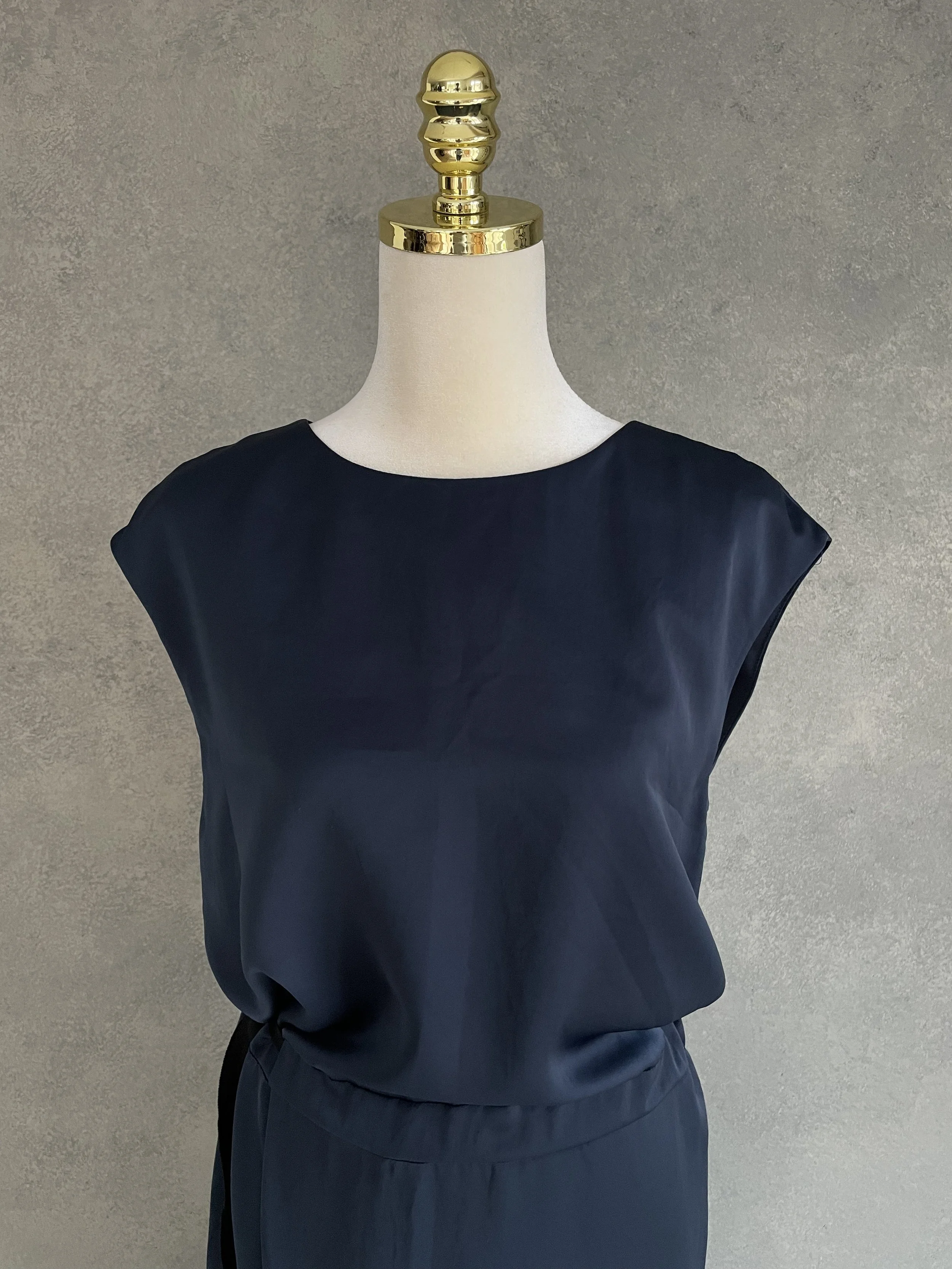 Rue Blanche Maxi blue dress sleevless with tie