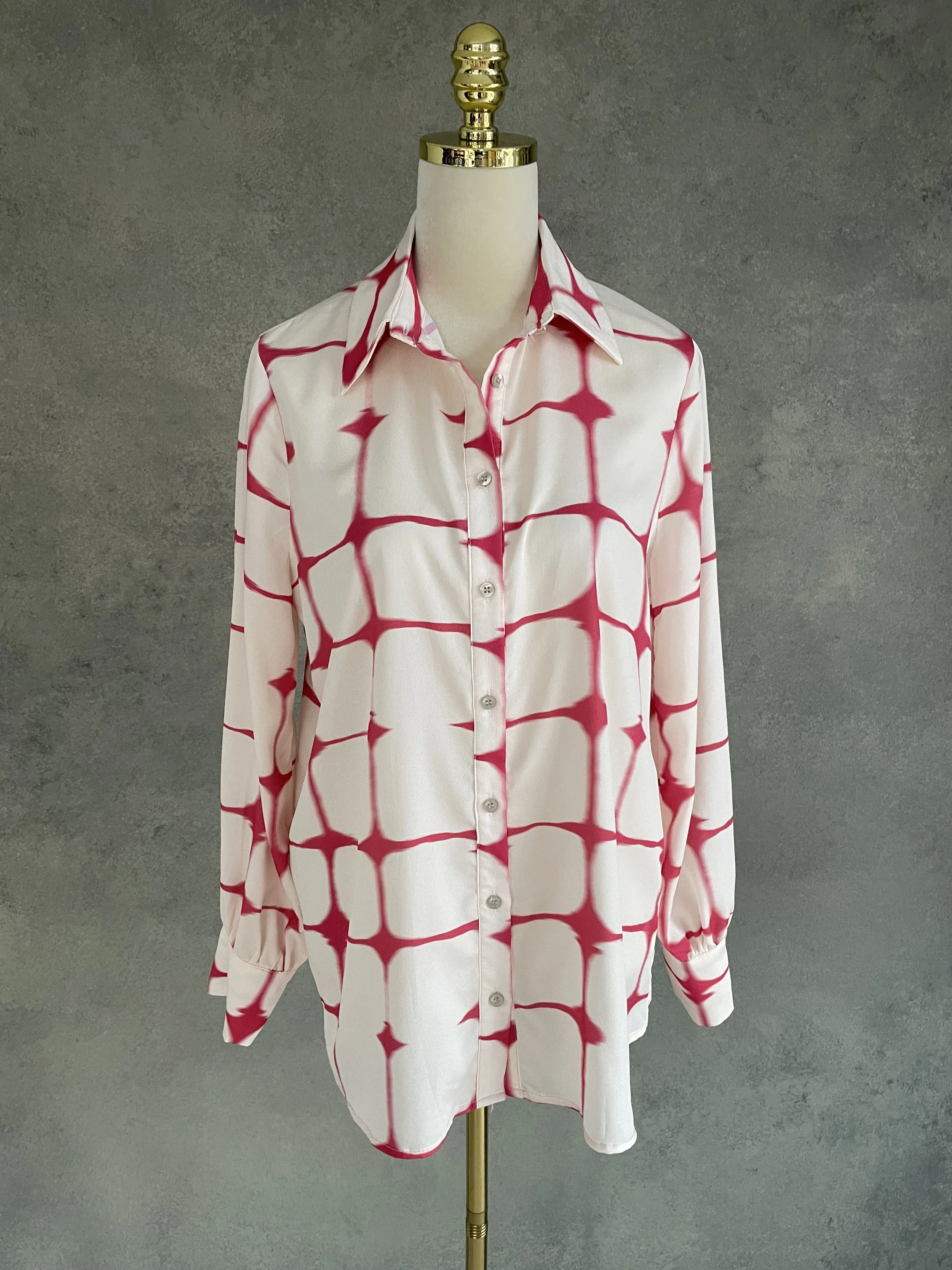 BLACK ROSE Grid Print Blouse