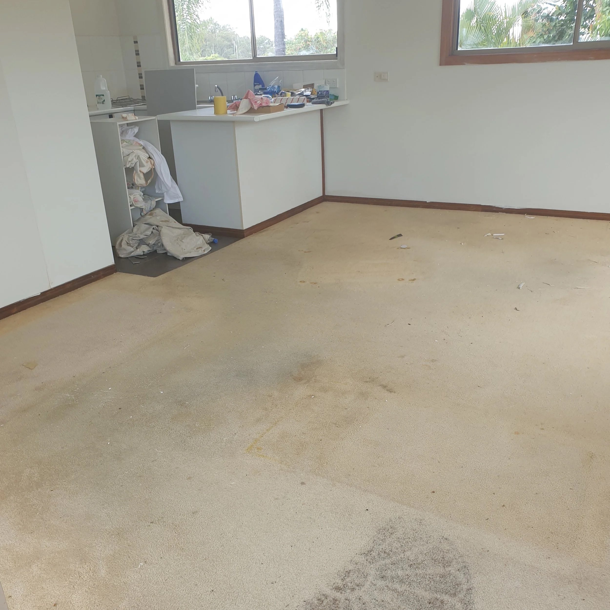 empty room, old floor, awaiting repairs.