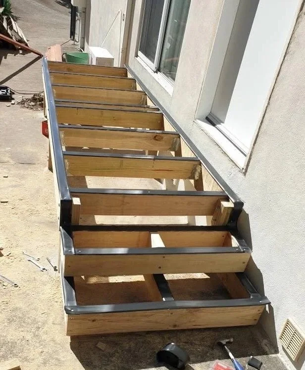 external deck repairs, side entrance.