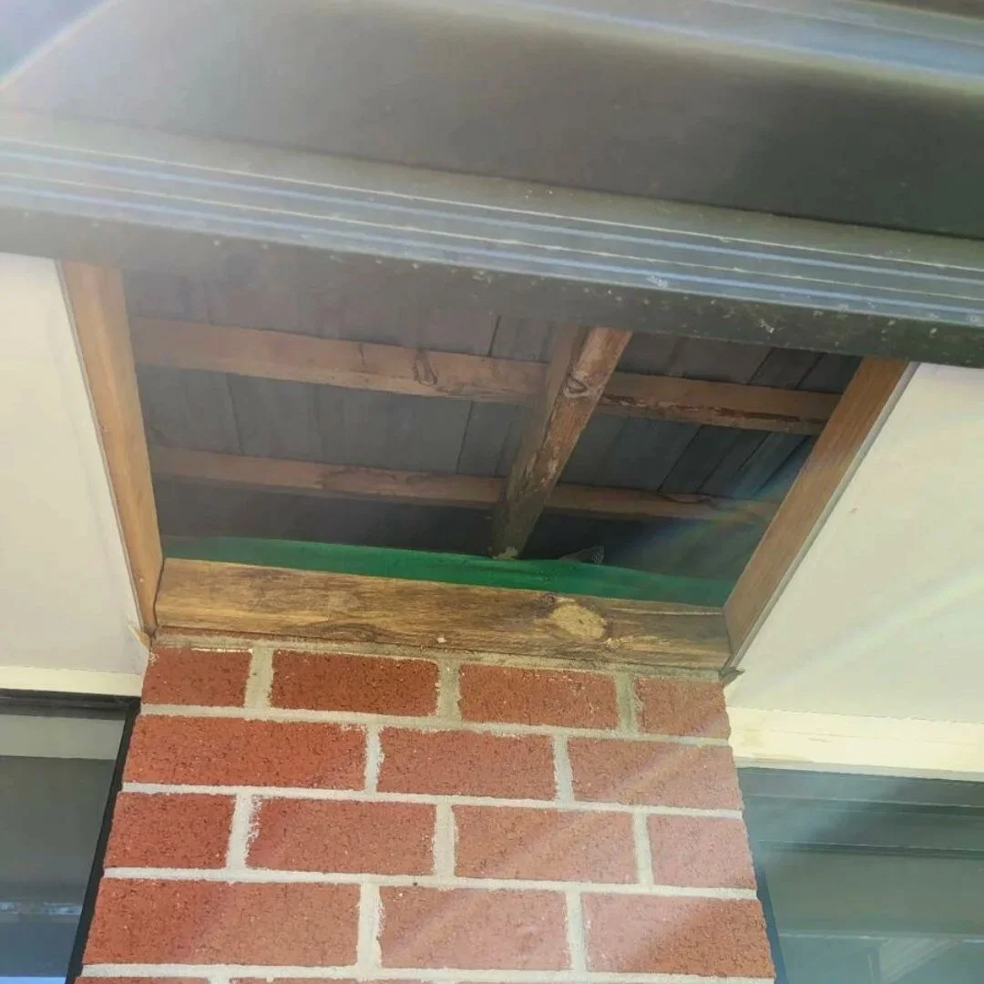 Eave repair, underside of verandah roof. 
