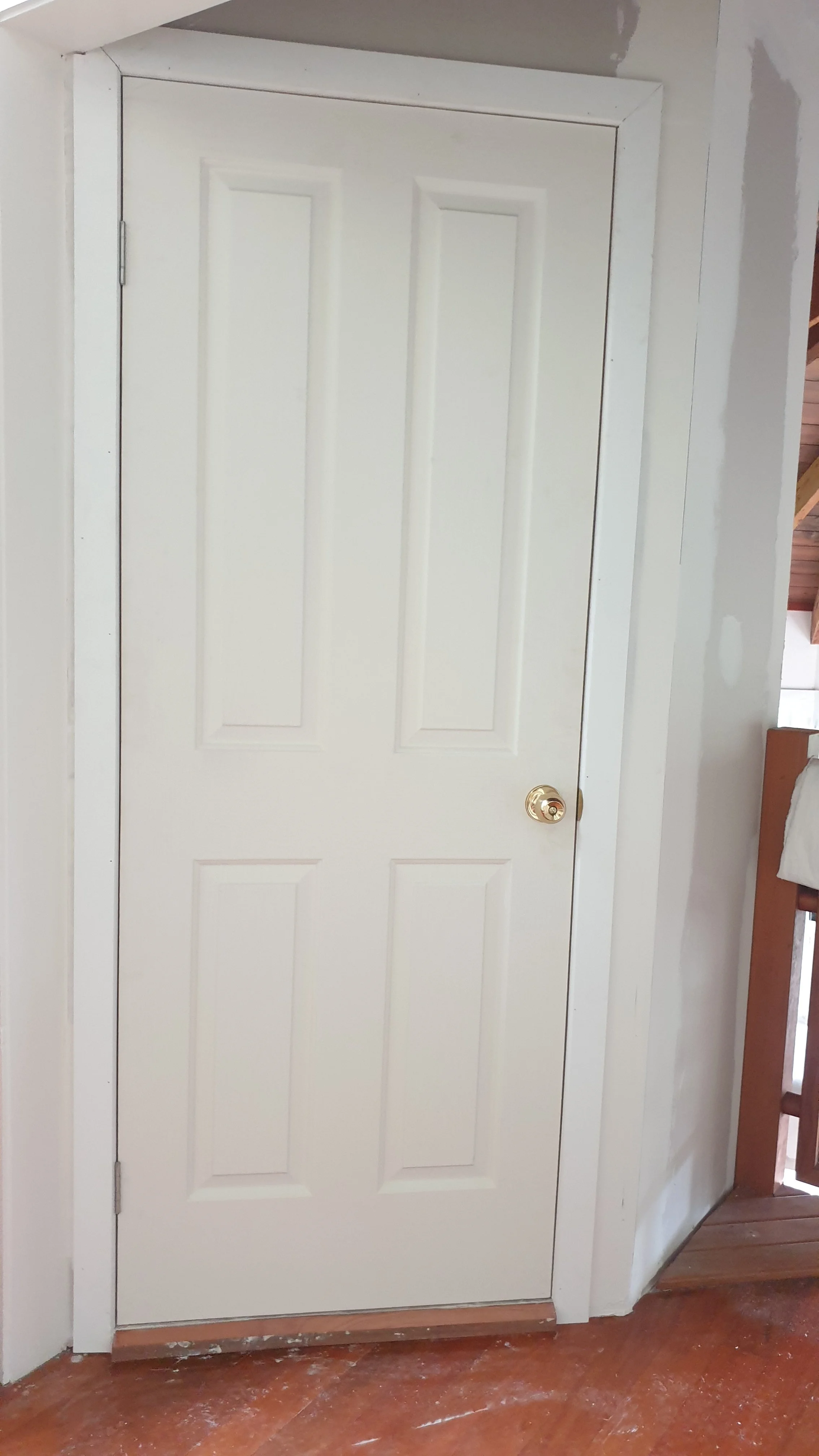 Internal white door and door frame.