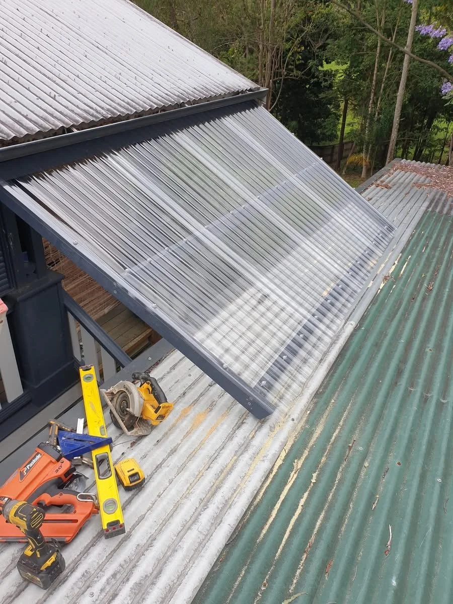 clear corrugated verandah roofing.