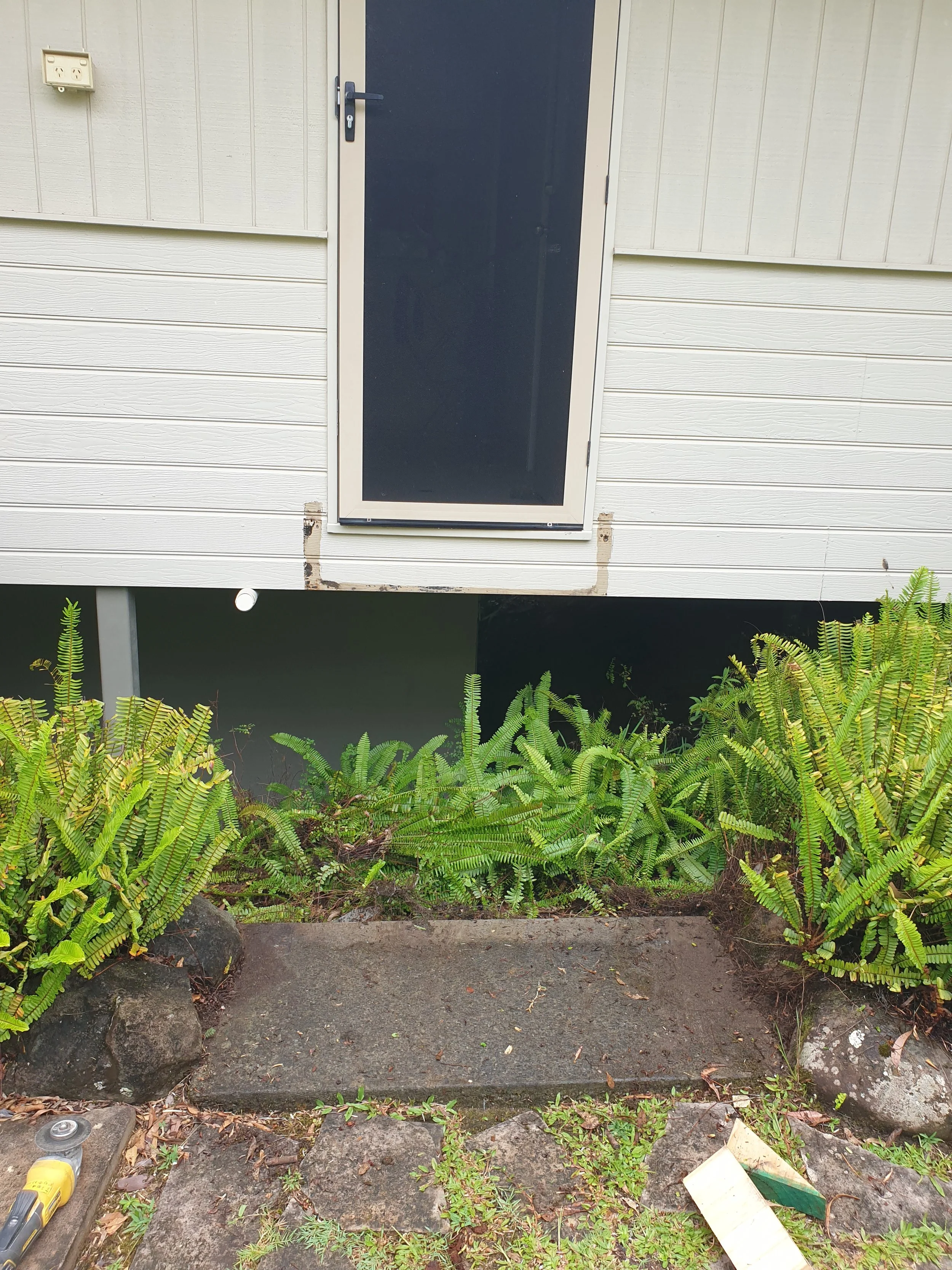 before image of stair repair, back door steps.