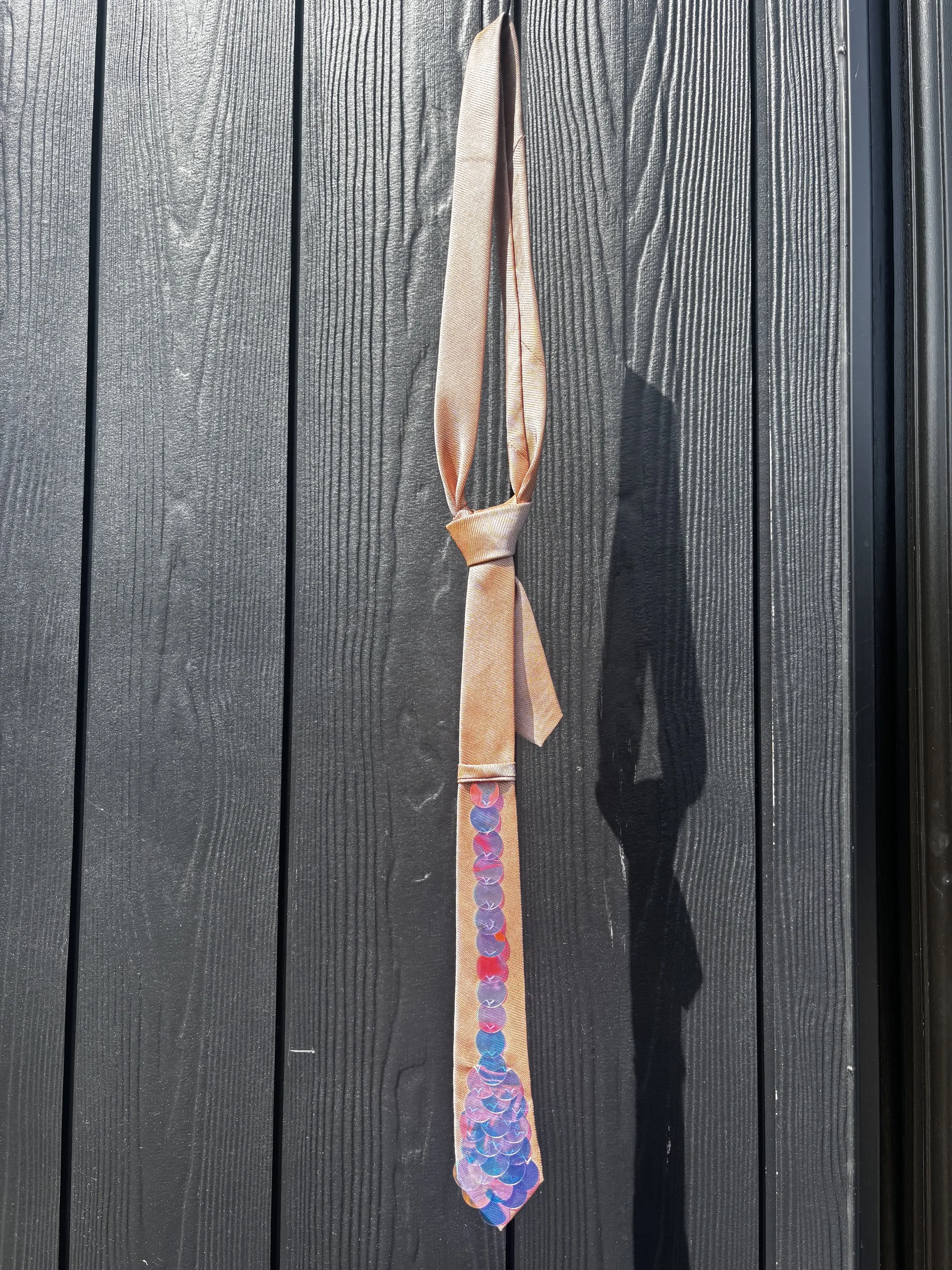 HS At-Tie Era - Upcycled Vintage Sequin Ties - Slim Peach & Iridescent