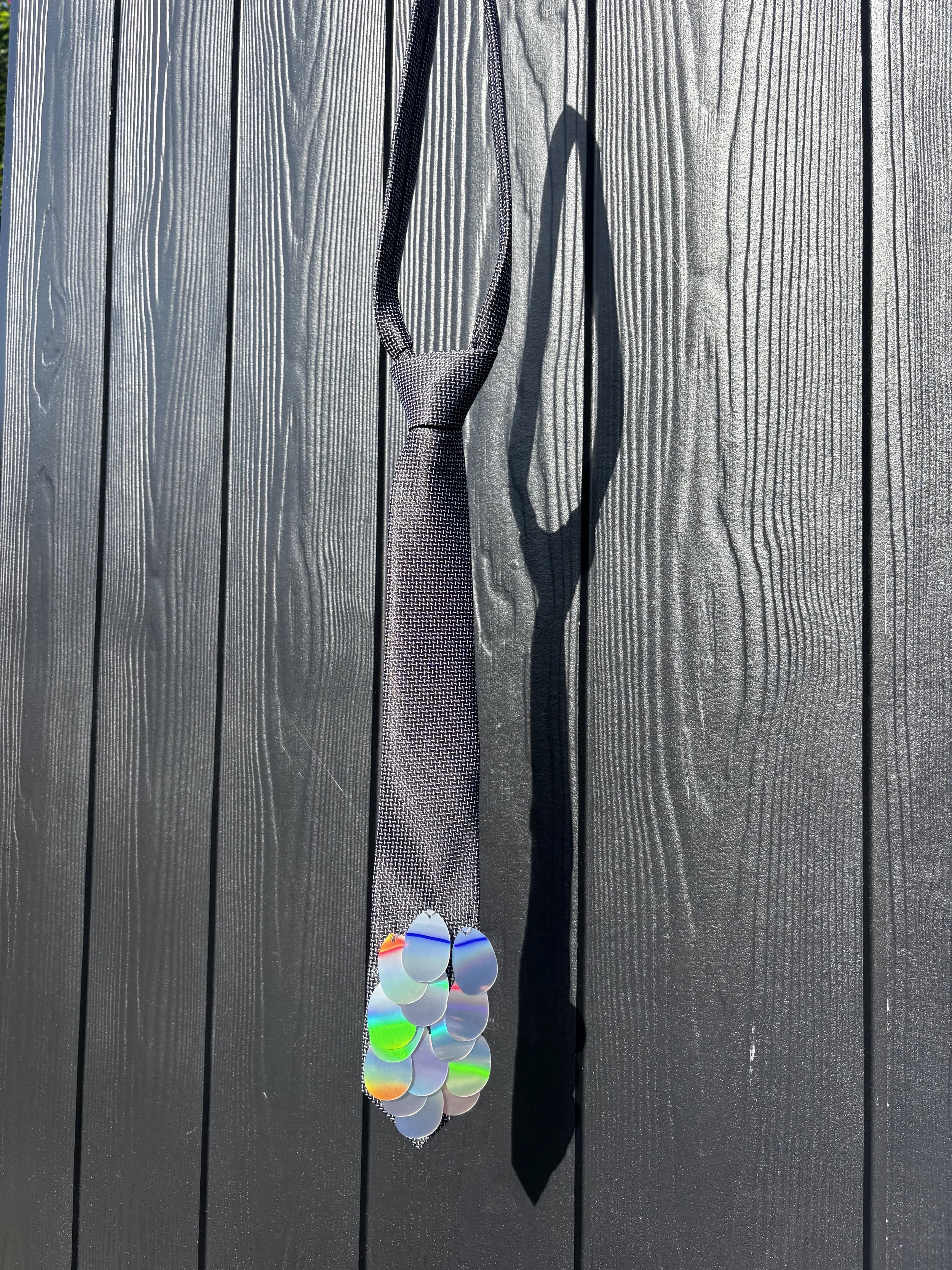 HS At-Tie Era - Upcycled Vintage Sequin Ties - Slim Grey / Silver