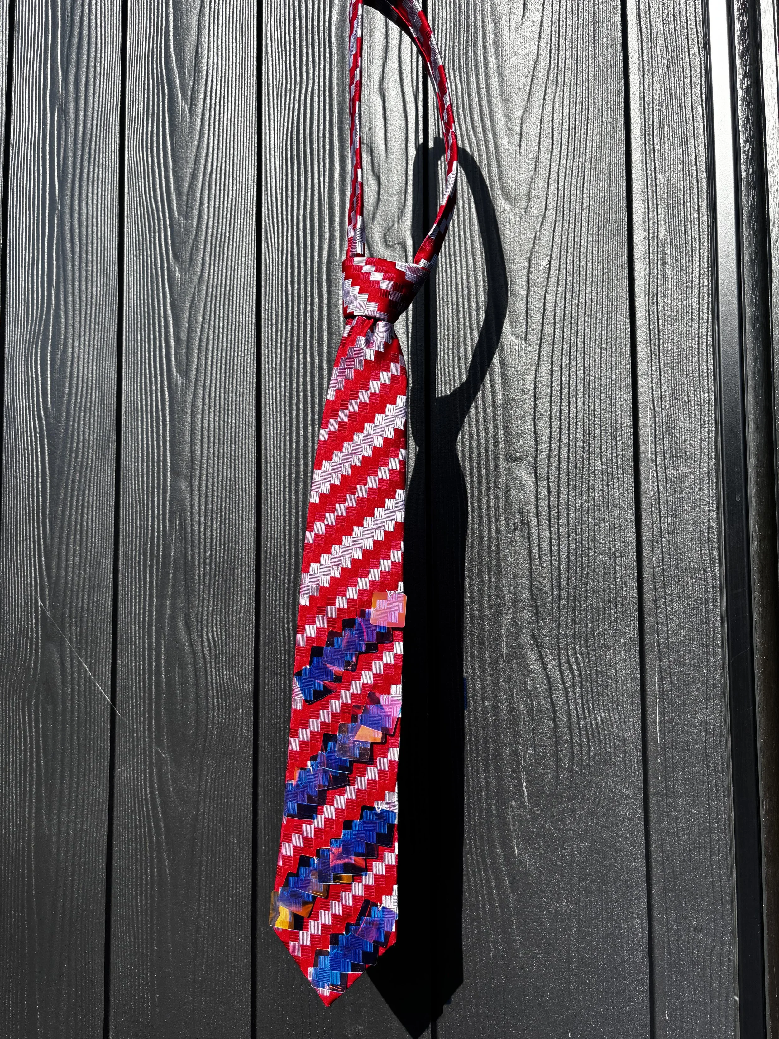 HS At-Tie Era - Upcycled Vintage Sequin Ties - Red/Purple Square