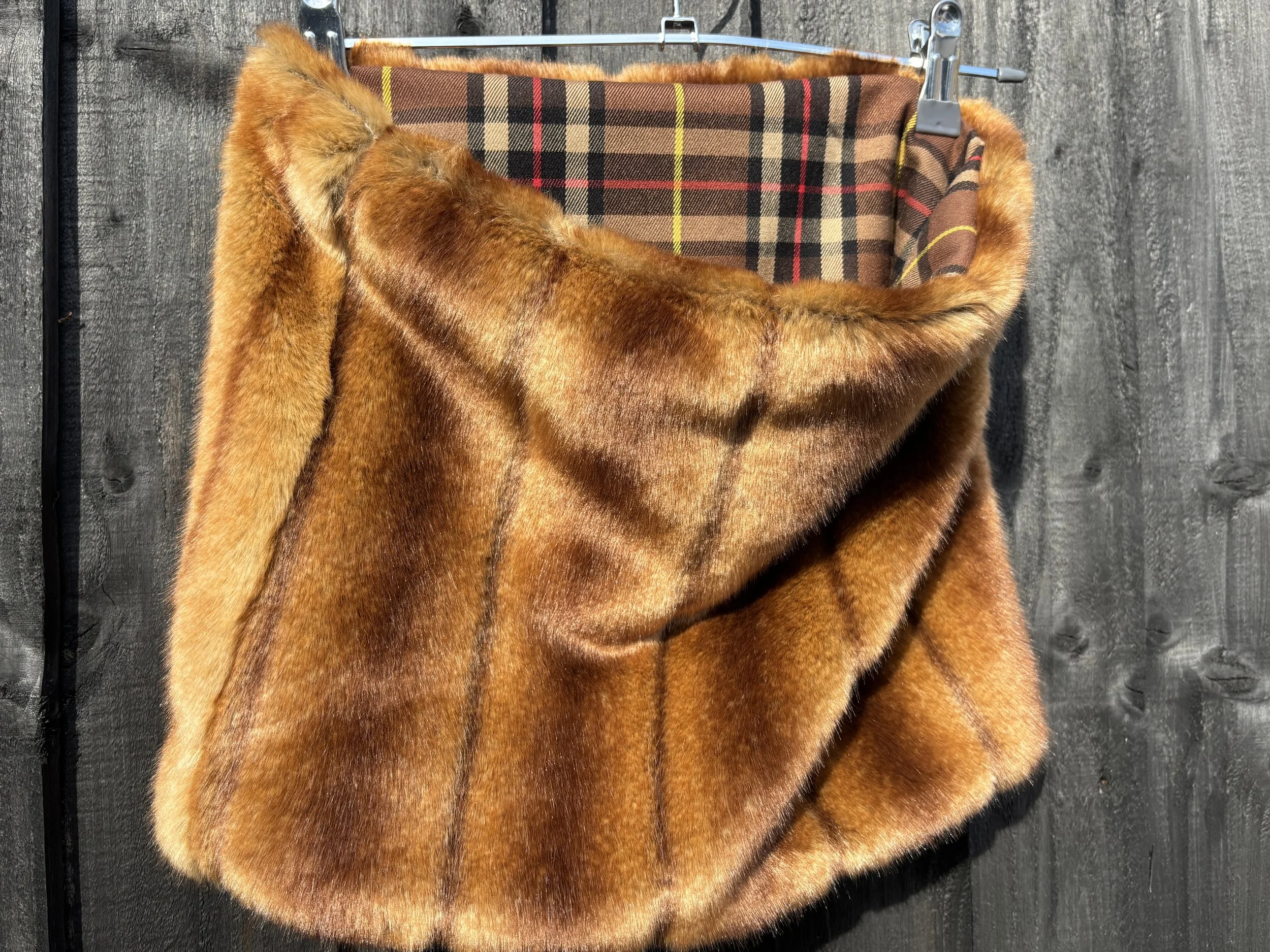 Caramel Faux Fur & Tartan Snood
