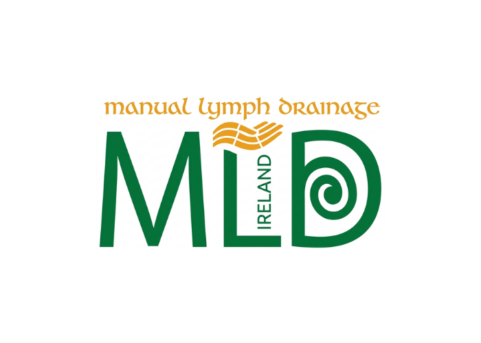 Logo for Manual Lymph Drainage Ireland, featuring green and orange text and a spiral design.