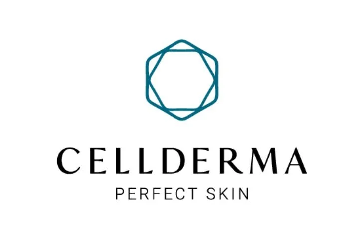 Logo of Cellderma with a geometric shape above the brand name and the slogan 'Perfect Skin' below.