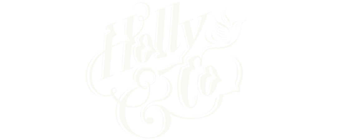 The phrase "Hello & Co" written in white decorative cursive on a black background.