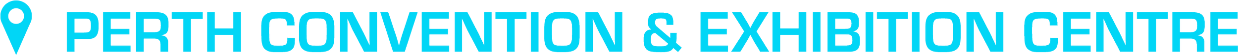 Logo of Perth Convention & Exhibition Centre with blue text on a black background