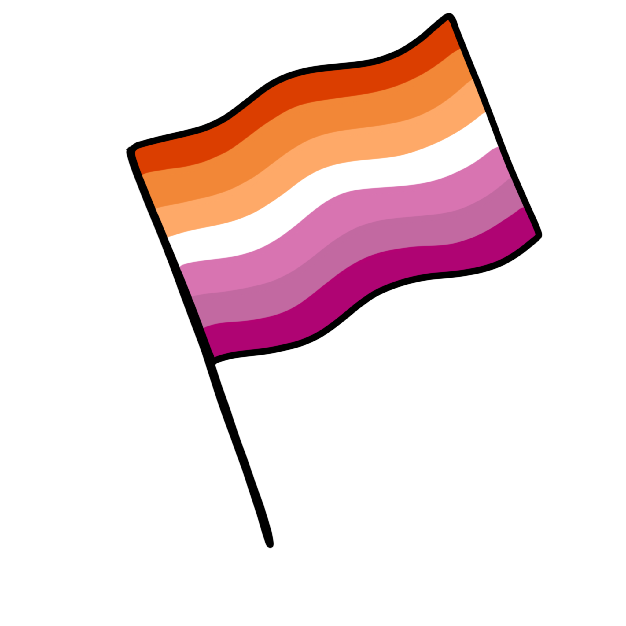 lesbian flag as drawn by Suzy Frost