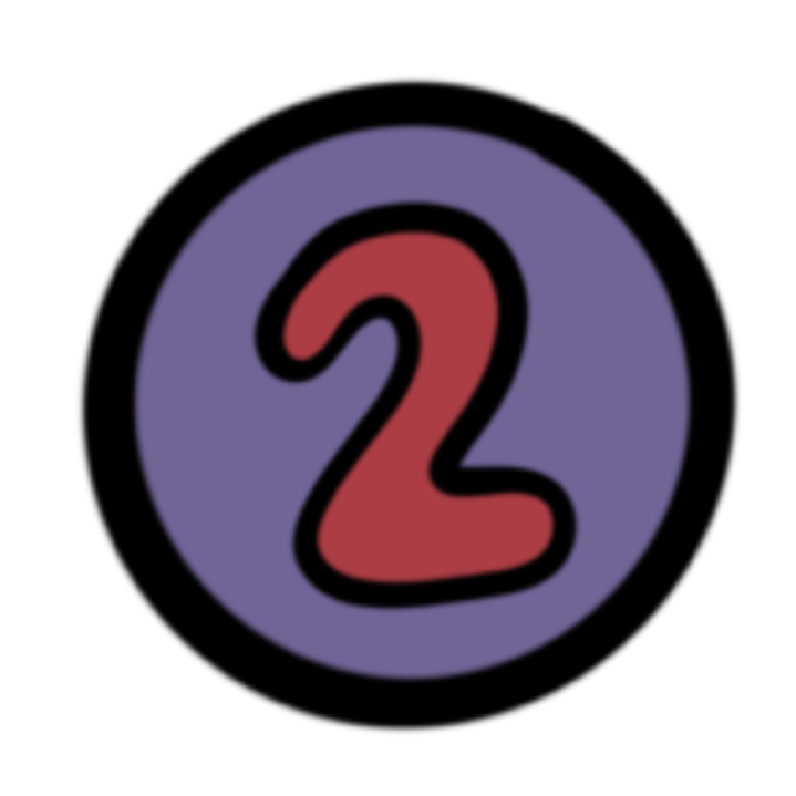 A number 2 inside a purple circle with a black outline on a black background.