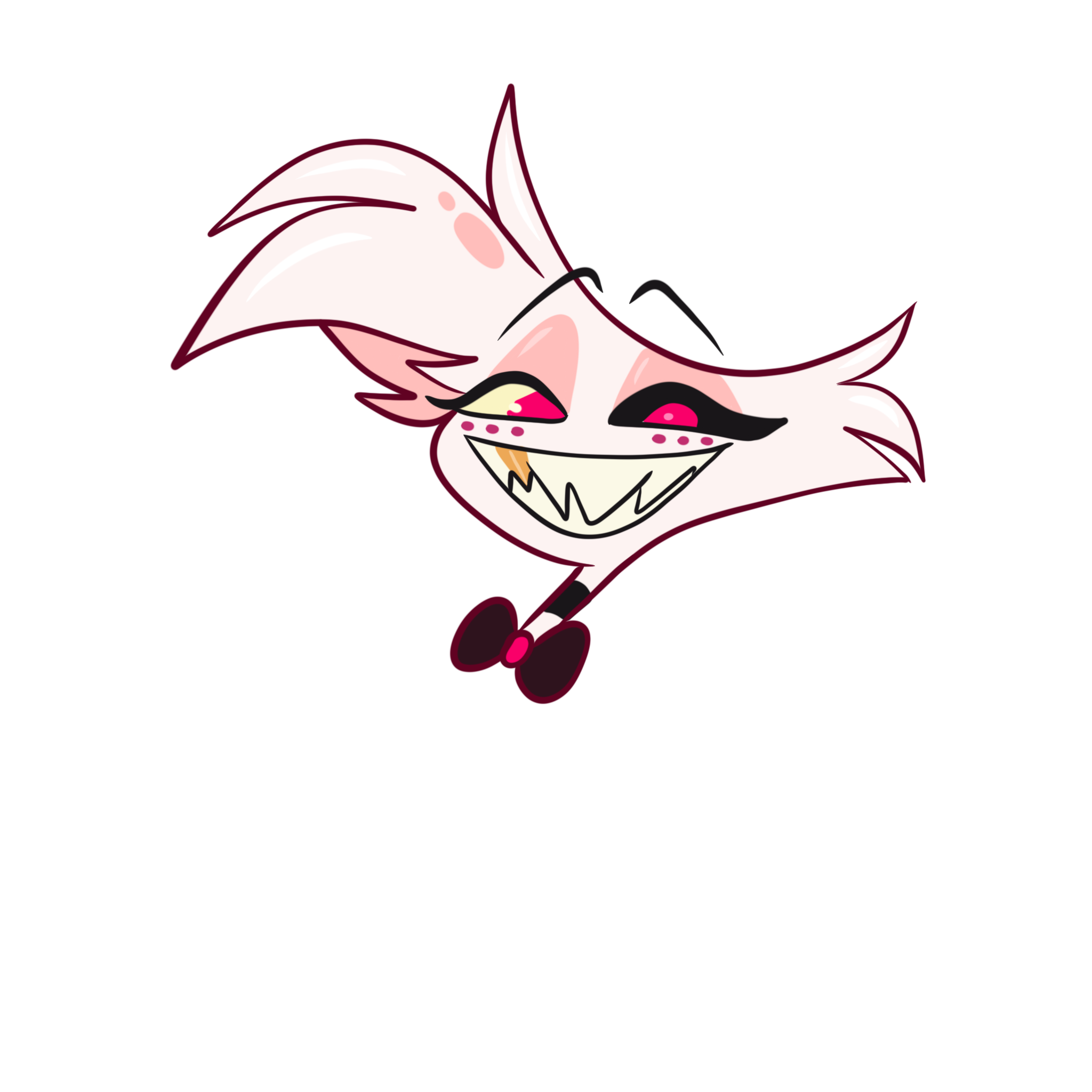 Angel from Hazbin Hotel as drawn by Suzy Frost