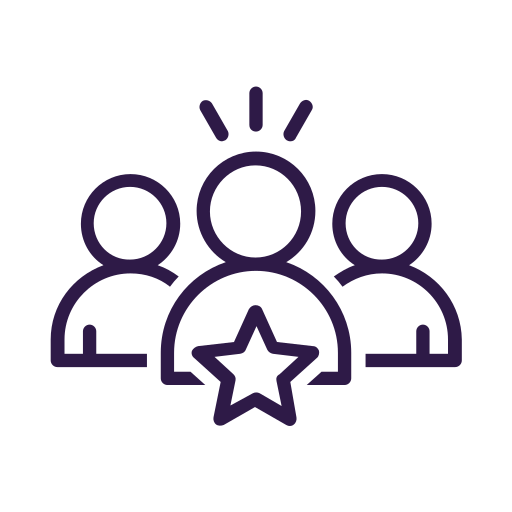 Icon of three people with a star in front, representing leadership or team recognition.